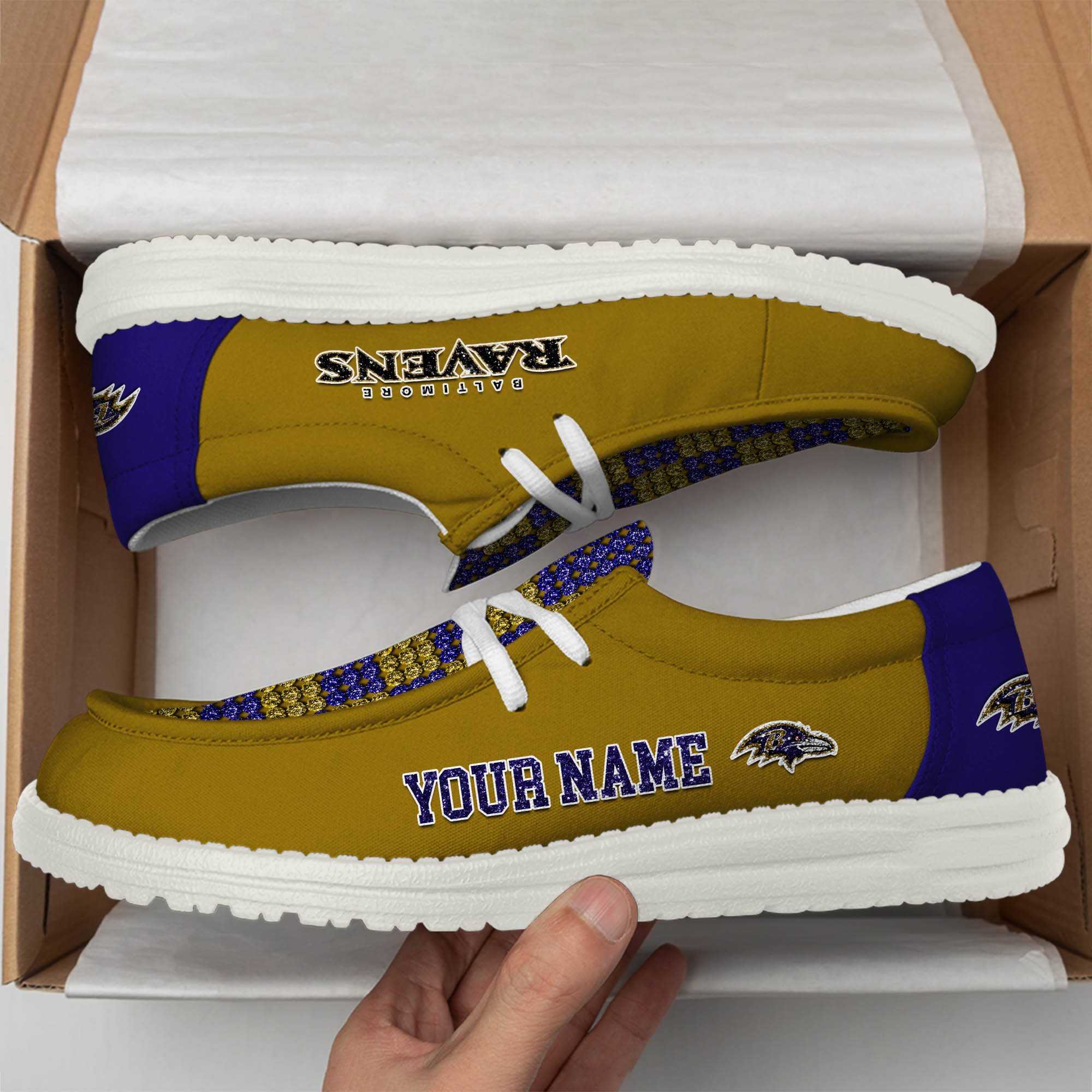 Baltimore Ravens 32 Teams HeyDude Canvas Loafer Shoes Personalized Your Name
