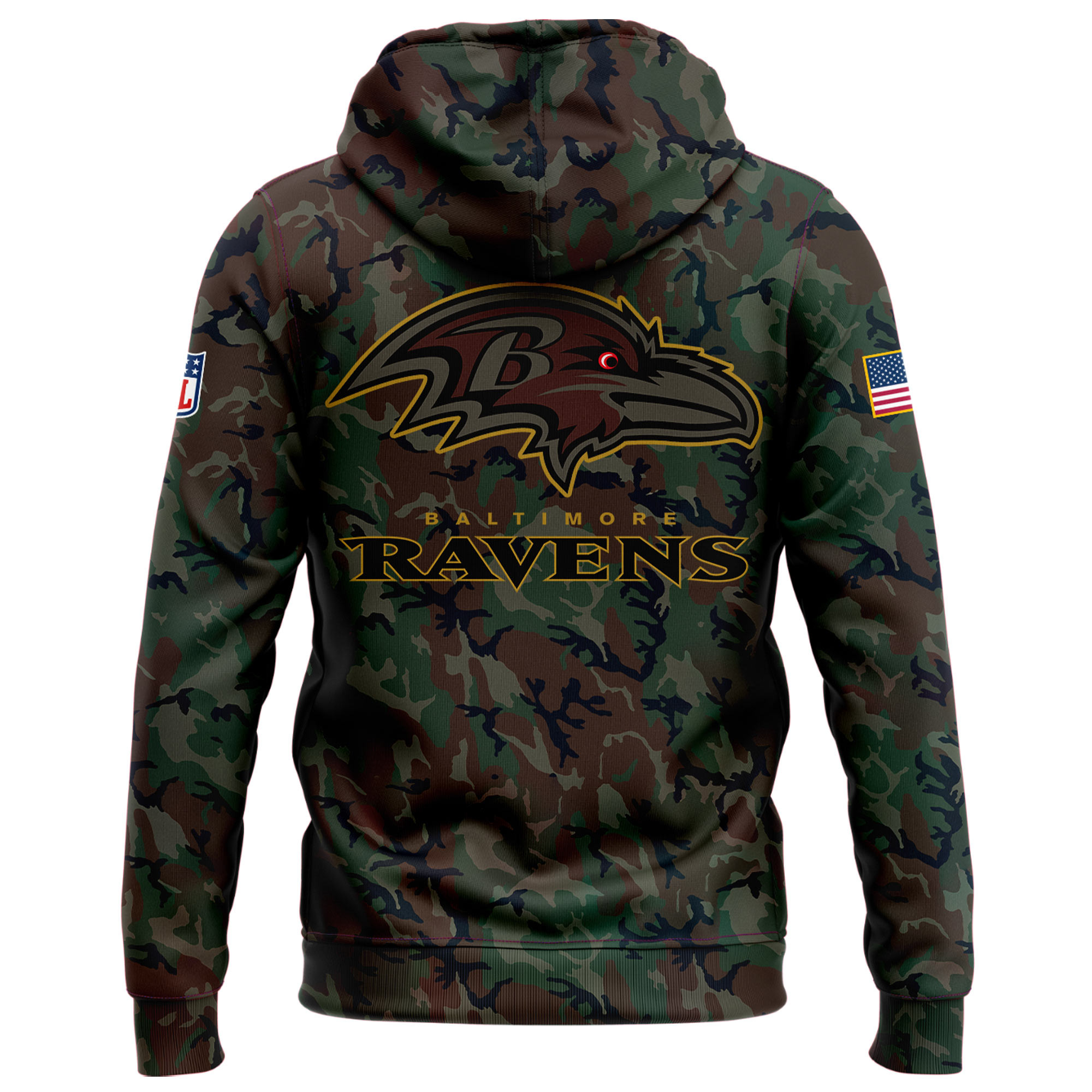 Baltimore Ravens Camo Salute to Service Club Fleece Pullover Hoodie