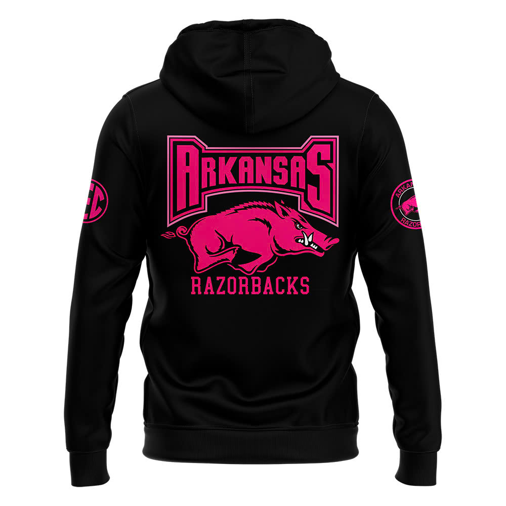 Black Arkansas Razorbacks football Crucial Catch Club Hoodie