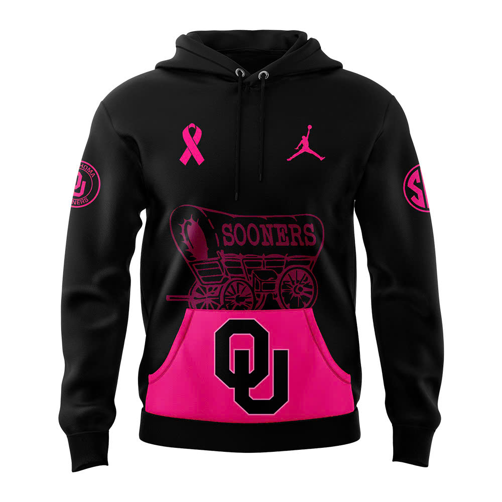 Black Oklahoma Sooners football Crucial Catch Club Pullover Hoodie V2