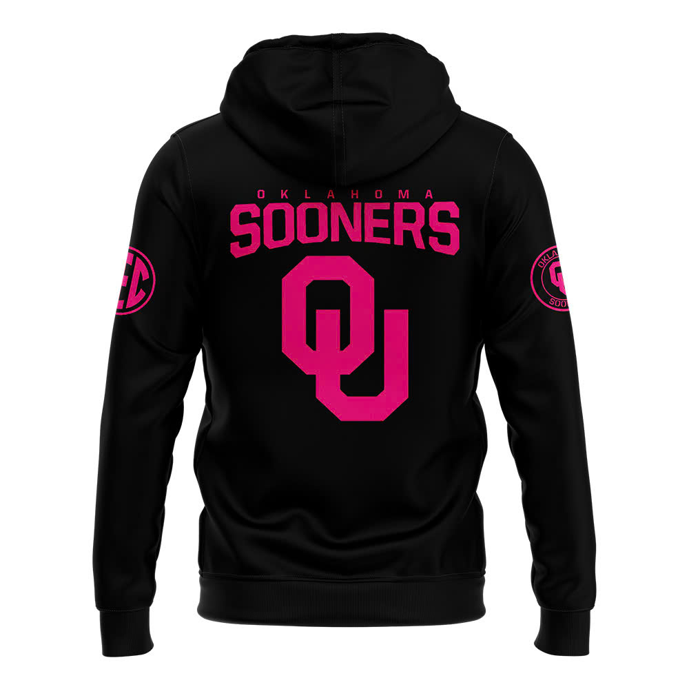 Black Oklahoma Sooners football Crucial Catch Club Pullover Hoodie V2