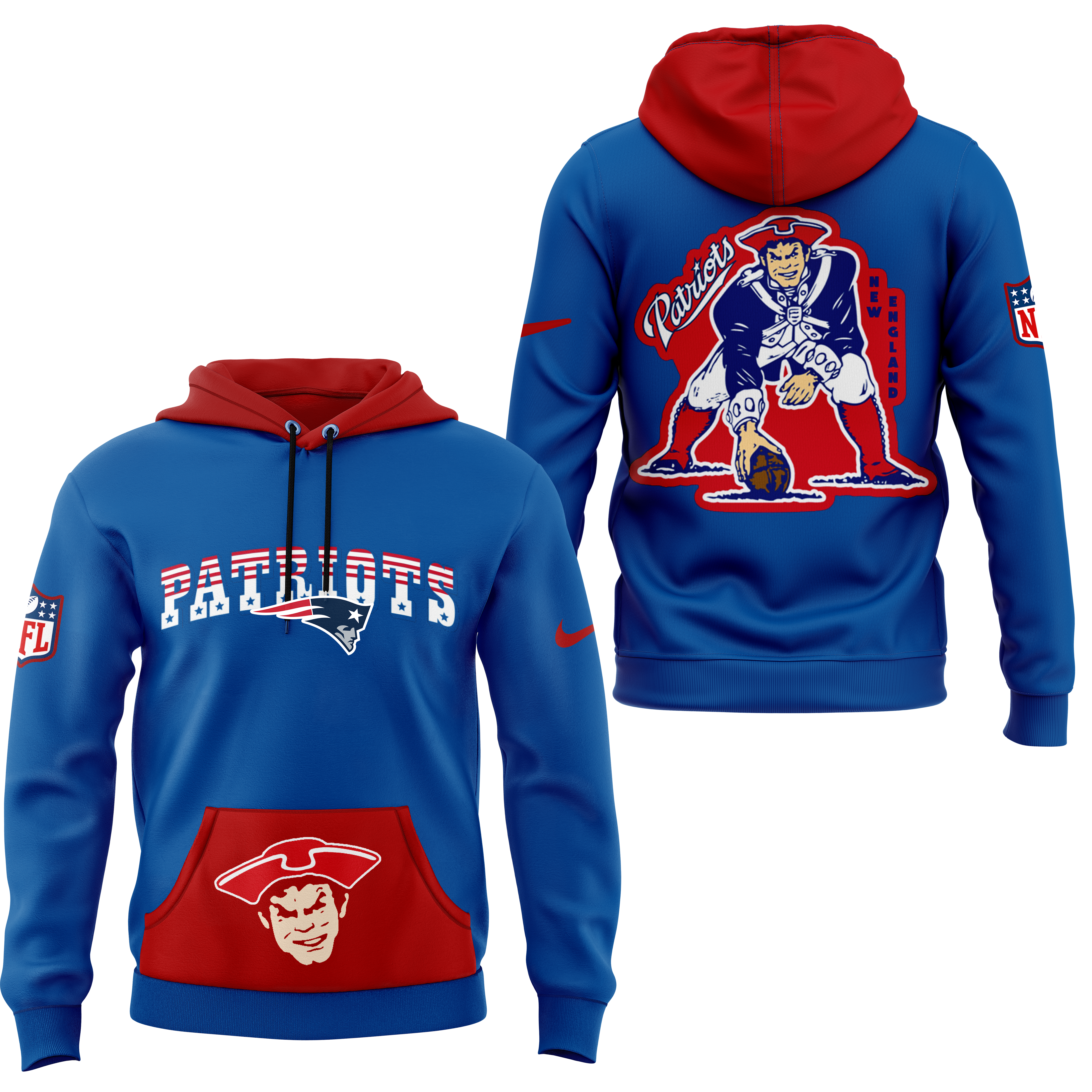 Blue New England Patriots Rewind Club Fleece Pullover Hoodie