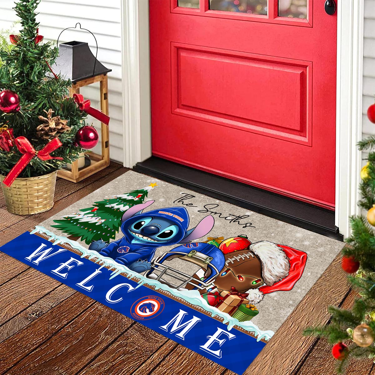 Boise State Broncos Cute Stitch Christmas Doormat
