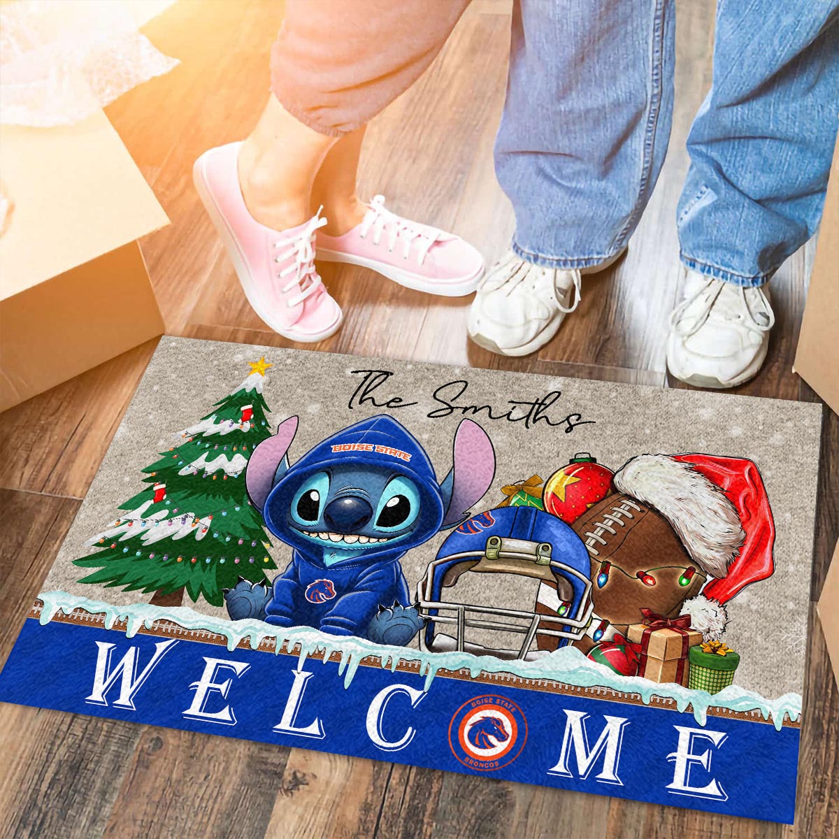 Boise State Broncos Cute Stitch Christmas Doormat