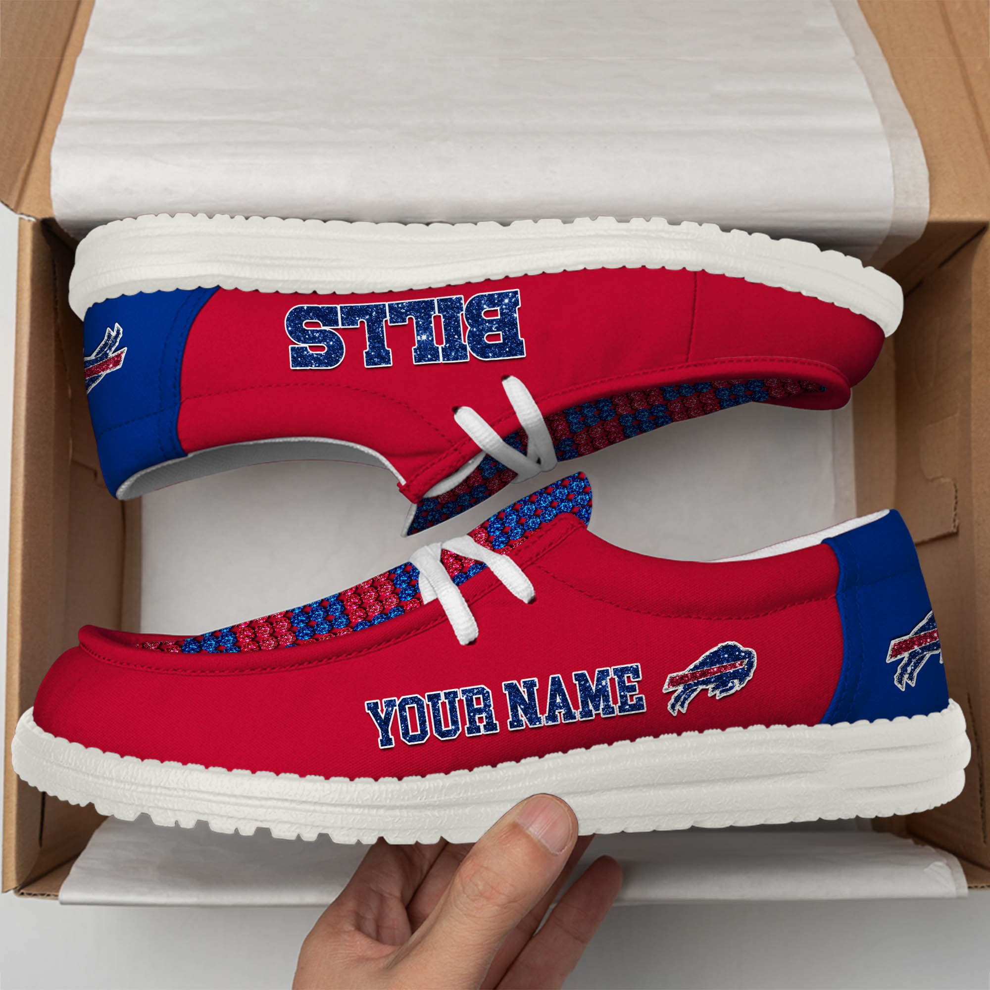 Buffalo Bills 32 Teams HeyDude Canvas Loafer Shoes Personalized Your Name