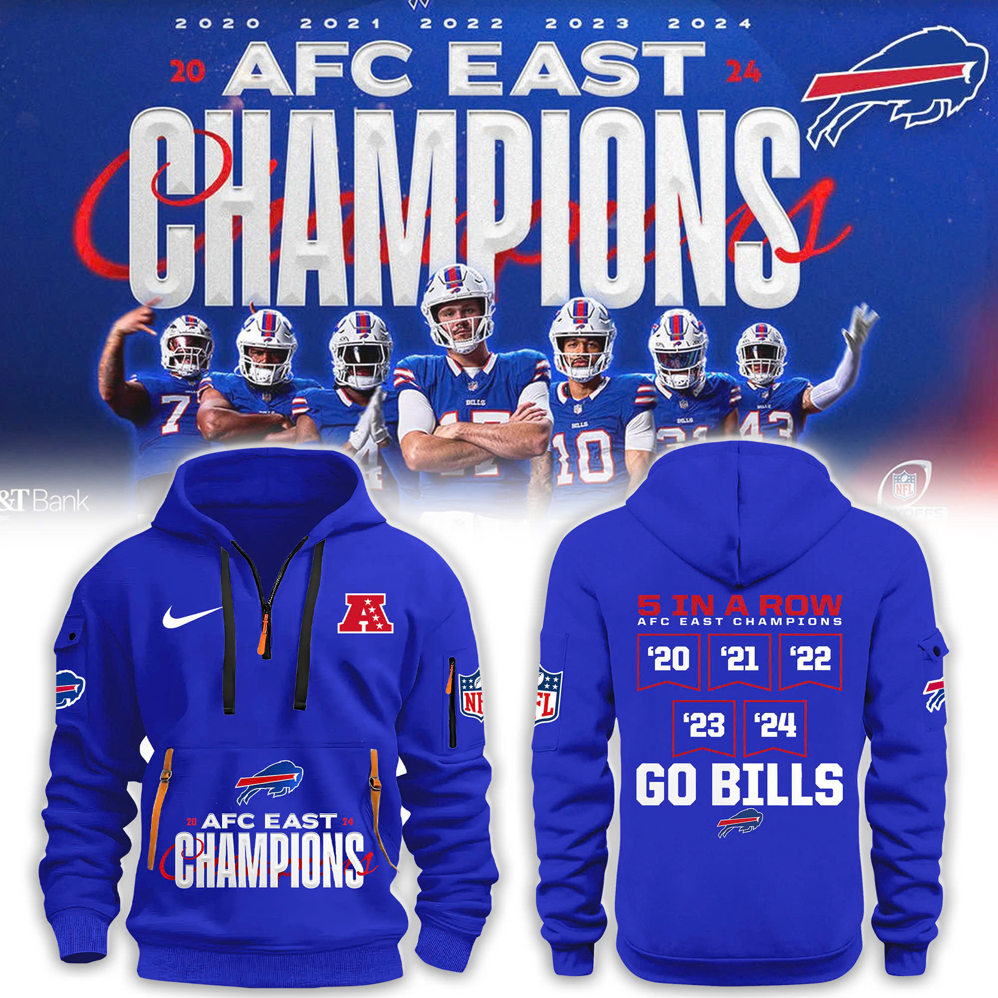 Buffalo Bills AFC East Champions Fleece Hoodie | Cap | Jogger