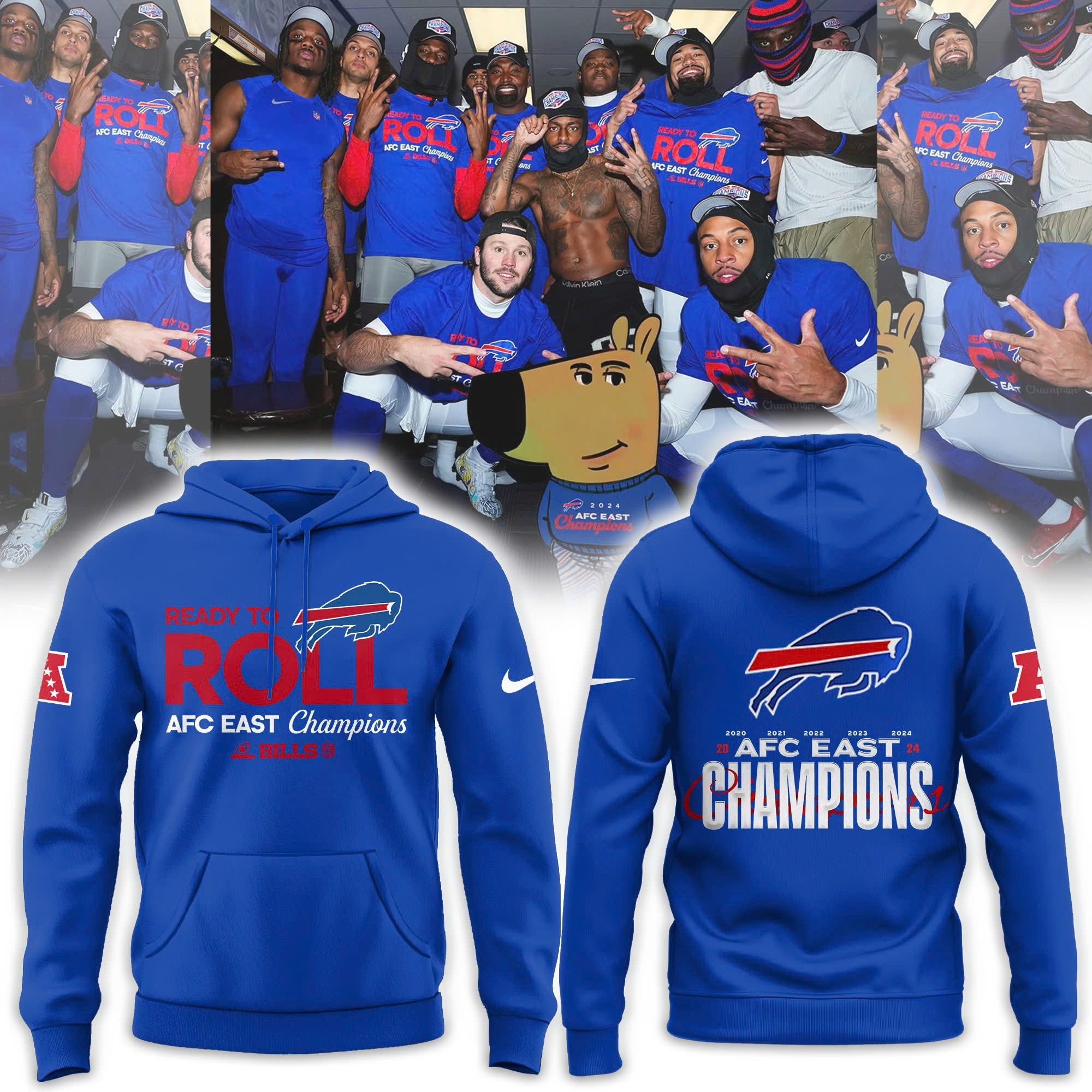 Buffalo Bills AFC East Division Champions Locker Room Trophy Collection Hoodie V3