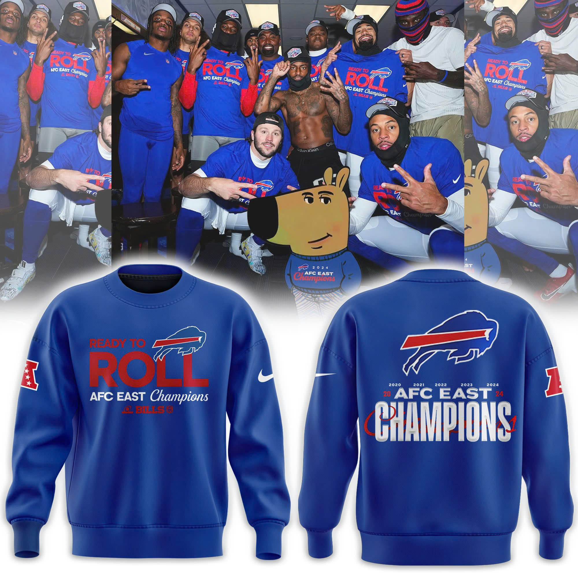 Buffalo Bills AFC East Division Champions Locker Room Trophy Collection Hoodie V3