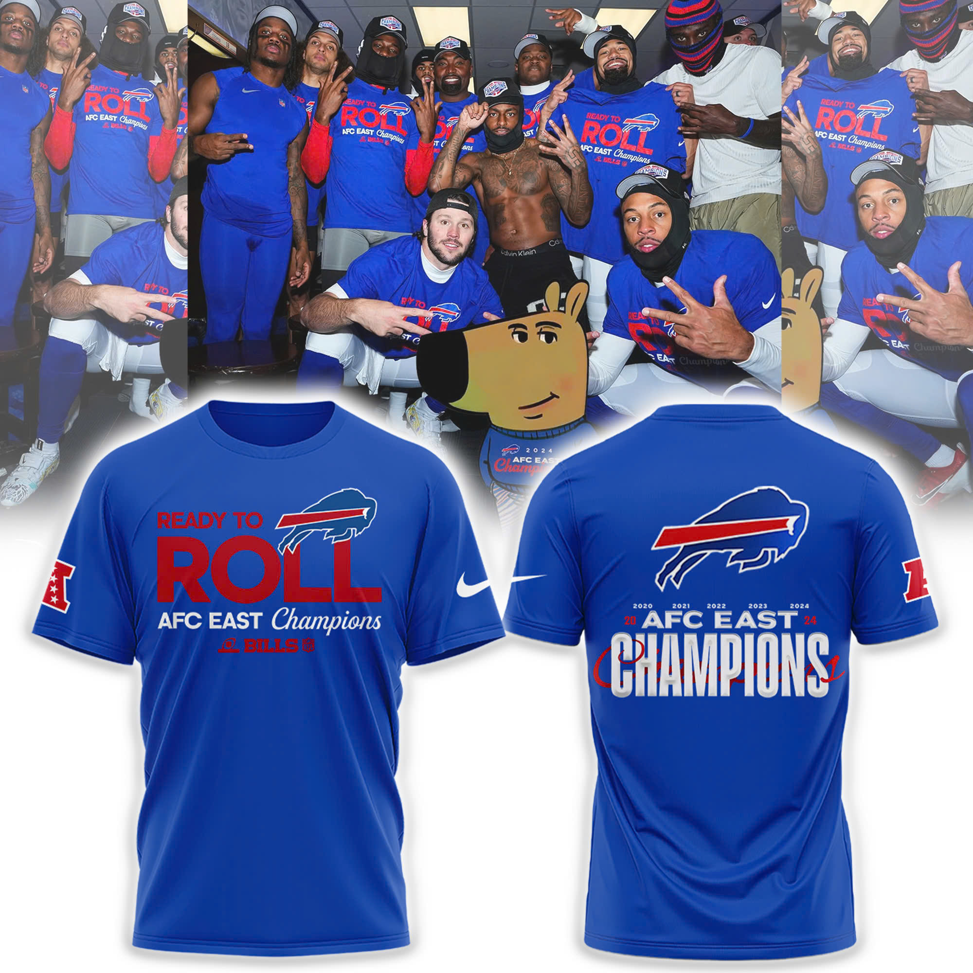 Buffalo Bills AFC East Division Champions Locker Room Trophy Collection Hoodie V3