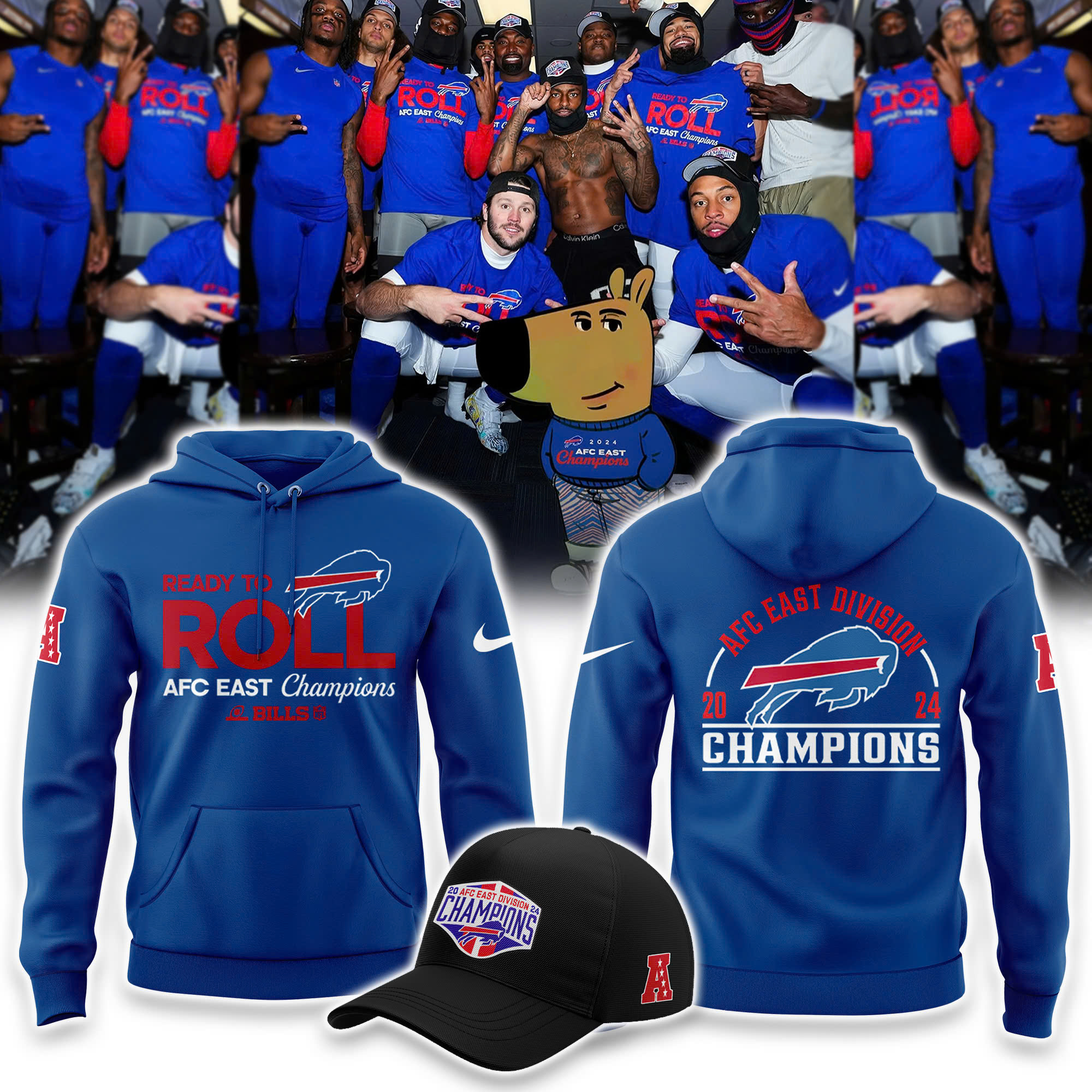 Buffalo Bills AFC East Division Champions Locker Room Trophy Collection TShirt