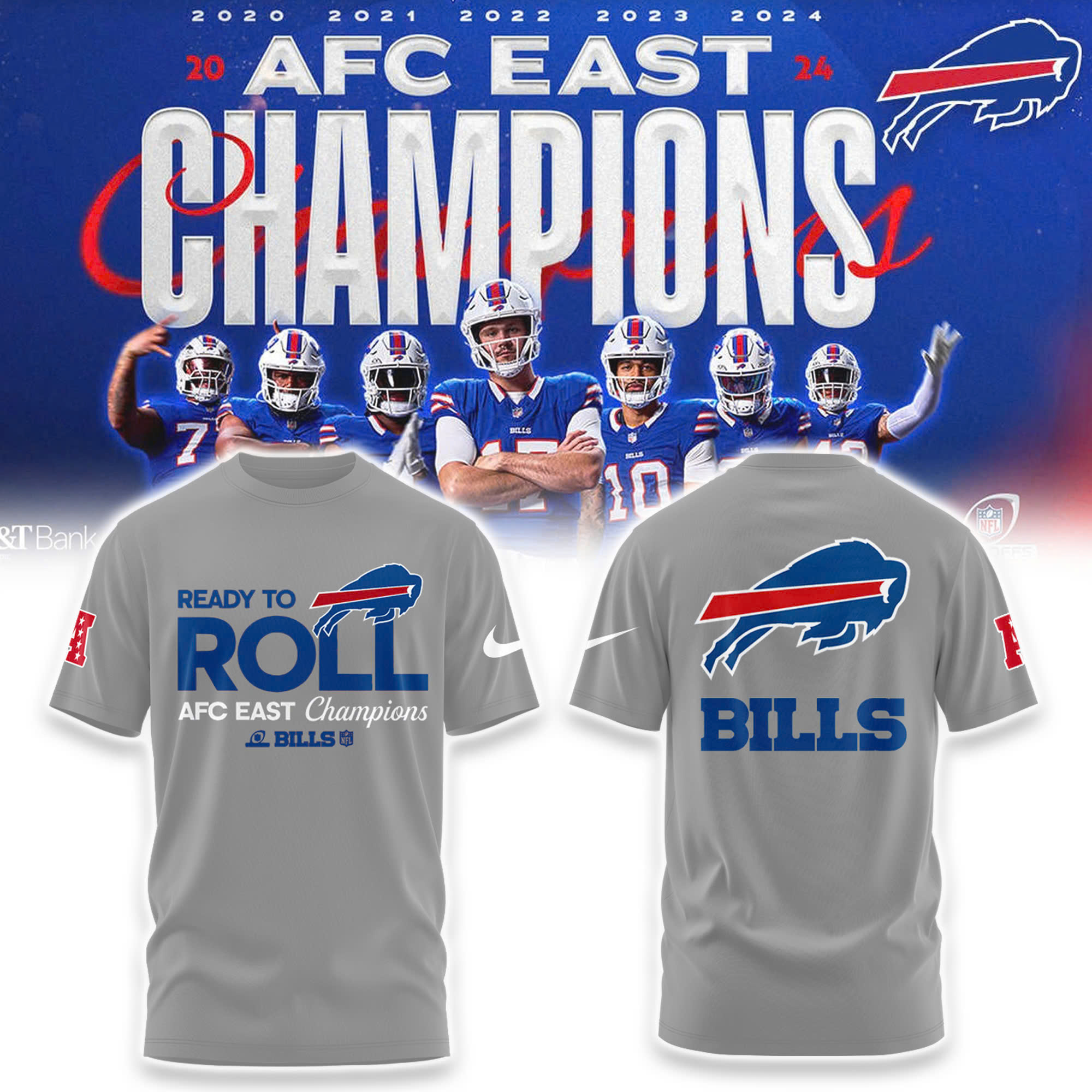 Buffalo Bills AFC East Division Champions Locker Room Trophy Collection TShirt