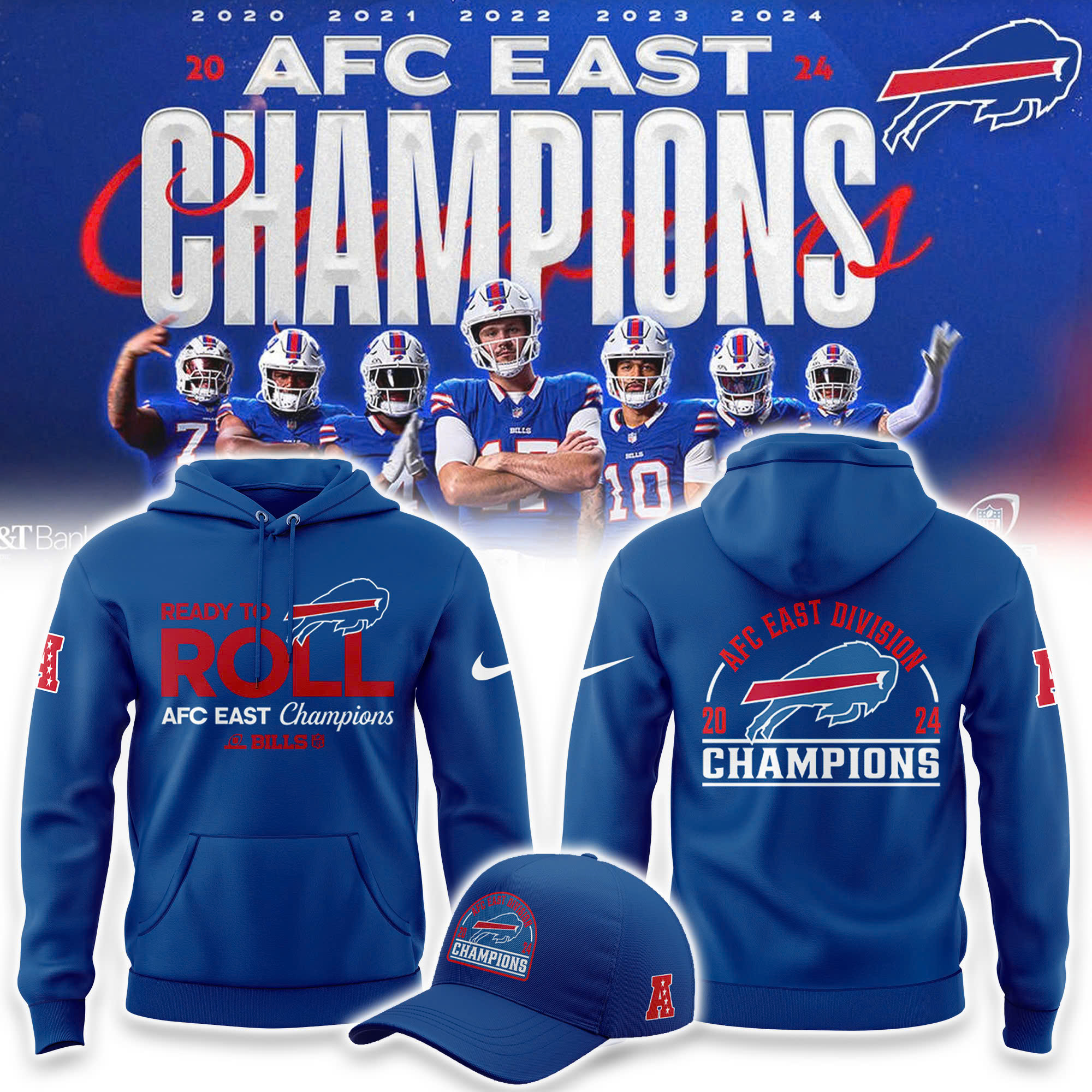 Buffalo Bills AFC East Division Champions Locker Room Trophy Collection TShirt
