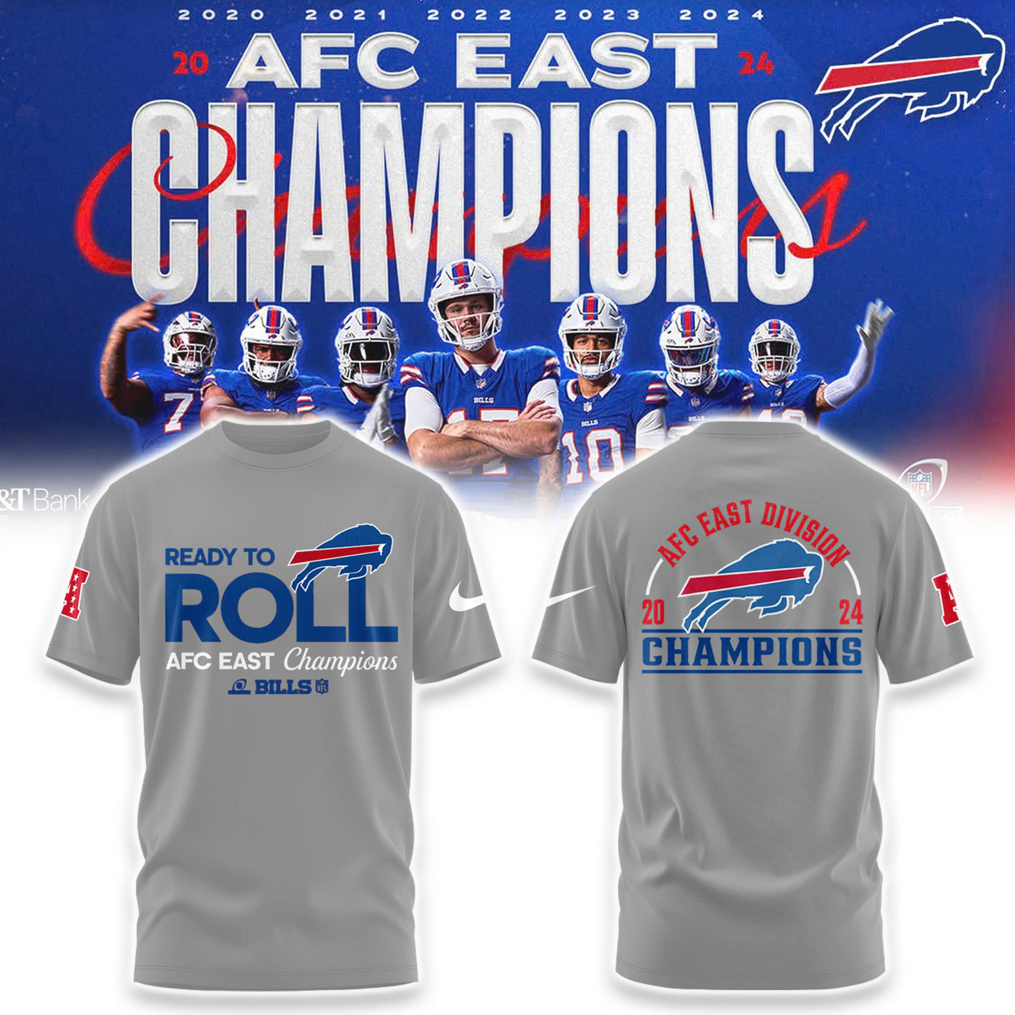 Buffalo Bills AFC East Division Champions Locker Room Trophy Collection TShirt