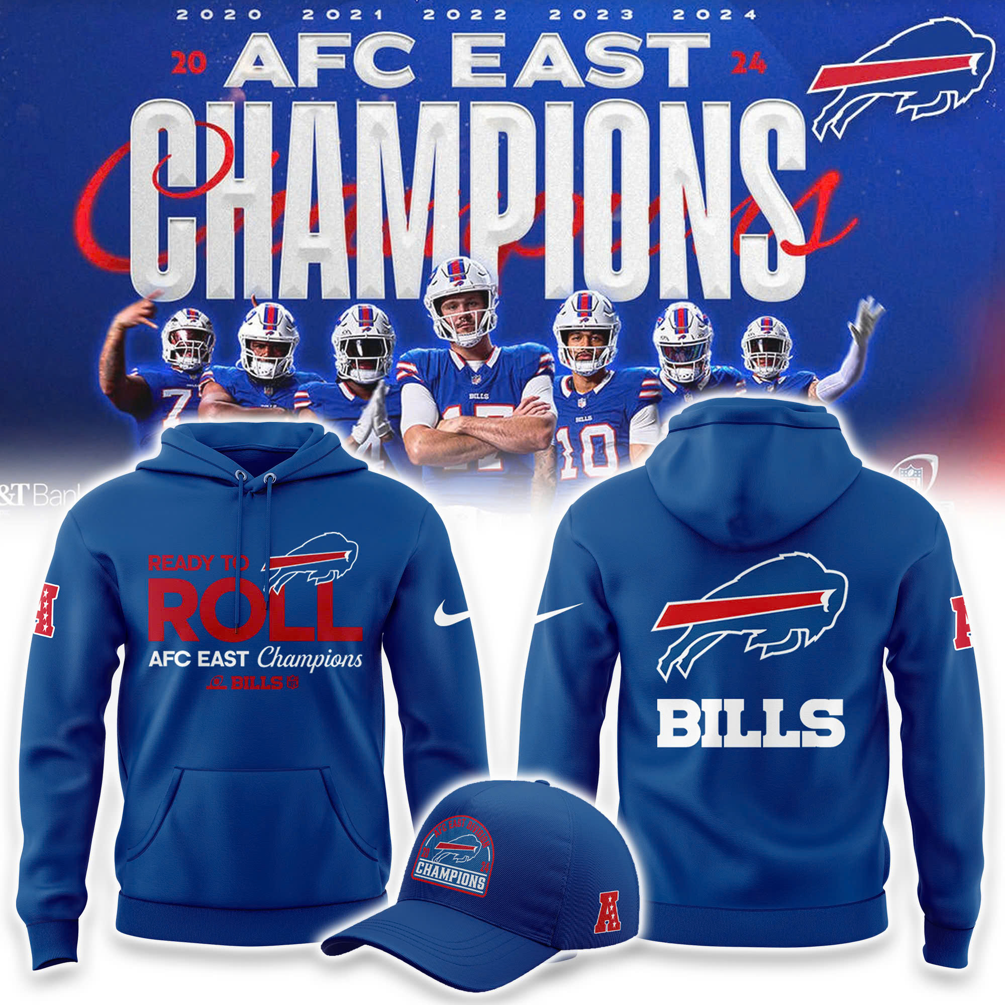 Buffalo Bills AFC East Division Champions Locker Room Trophy Collection TShirt