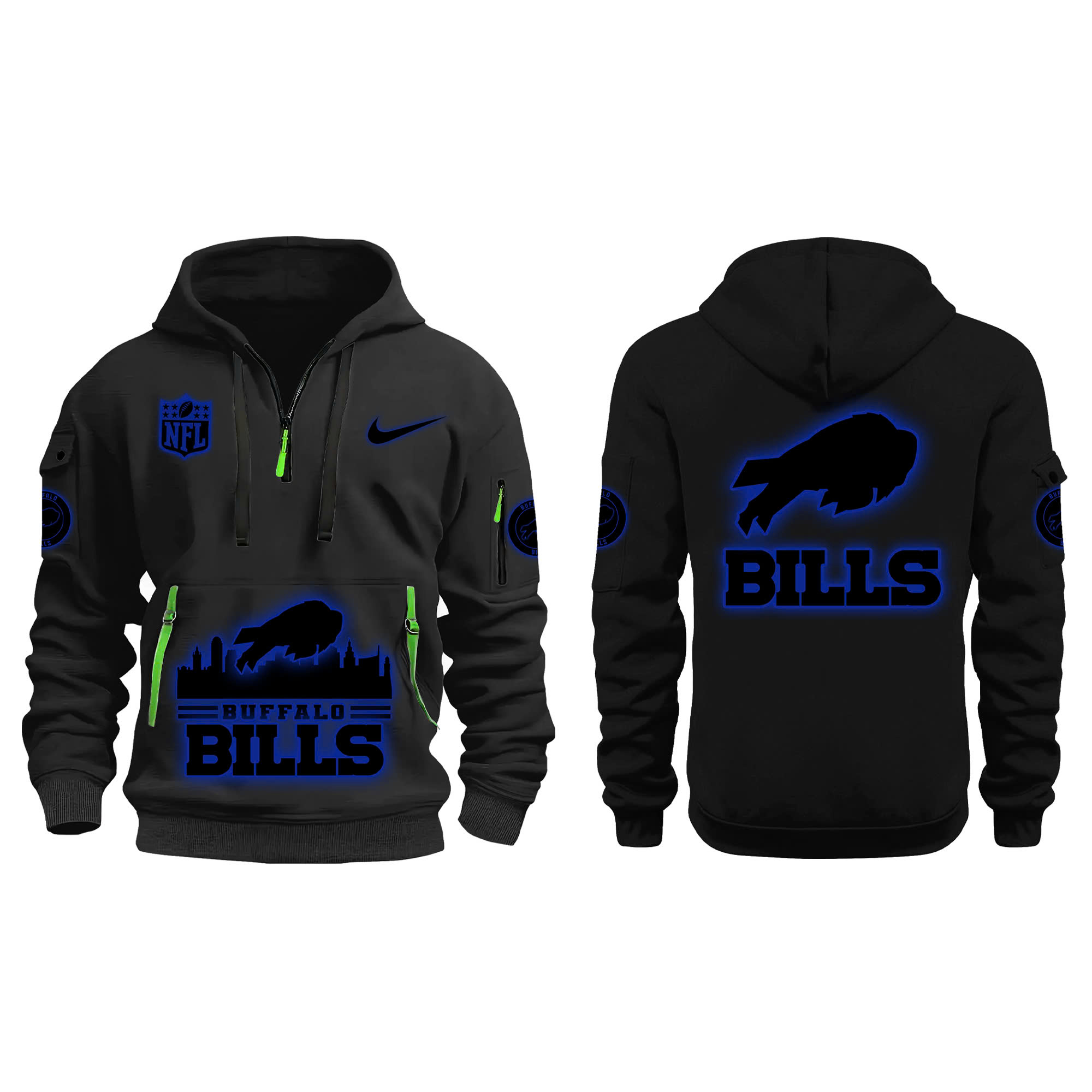 Buffalo Bills Skyline Black H115 New Hoodie Limited