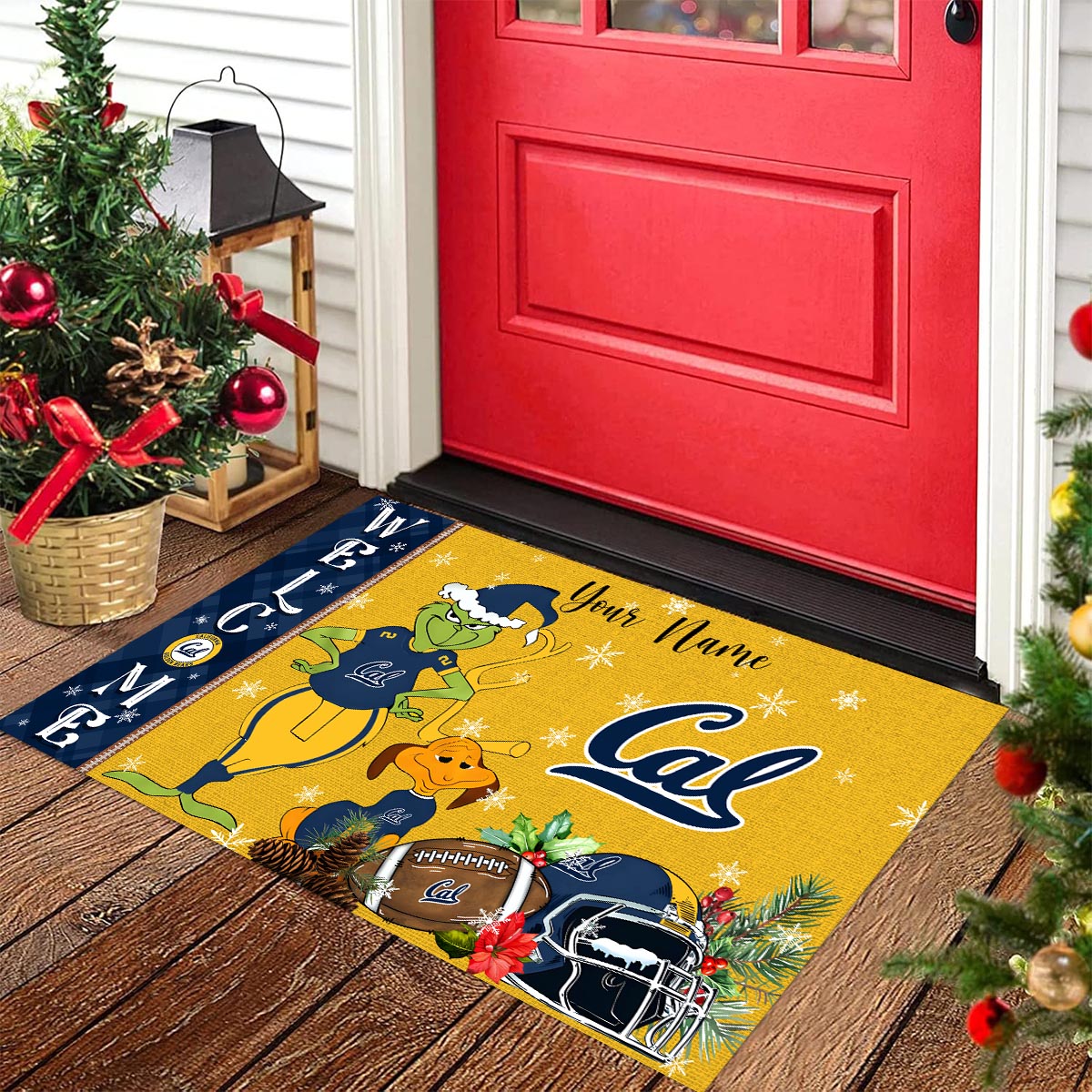 California Golden Bears Grinch Christmas Welcome Football Doormat