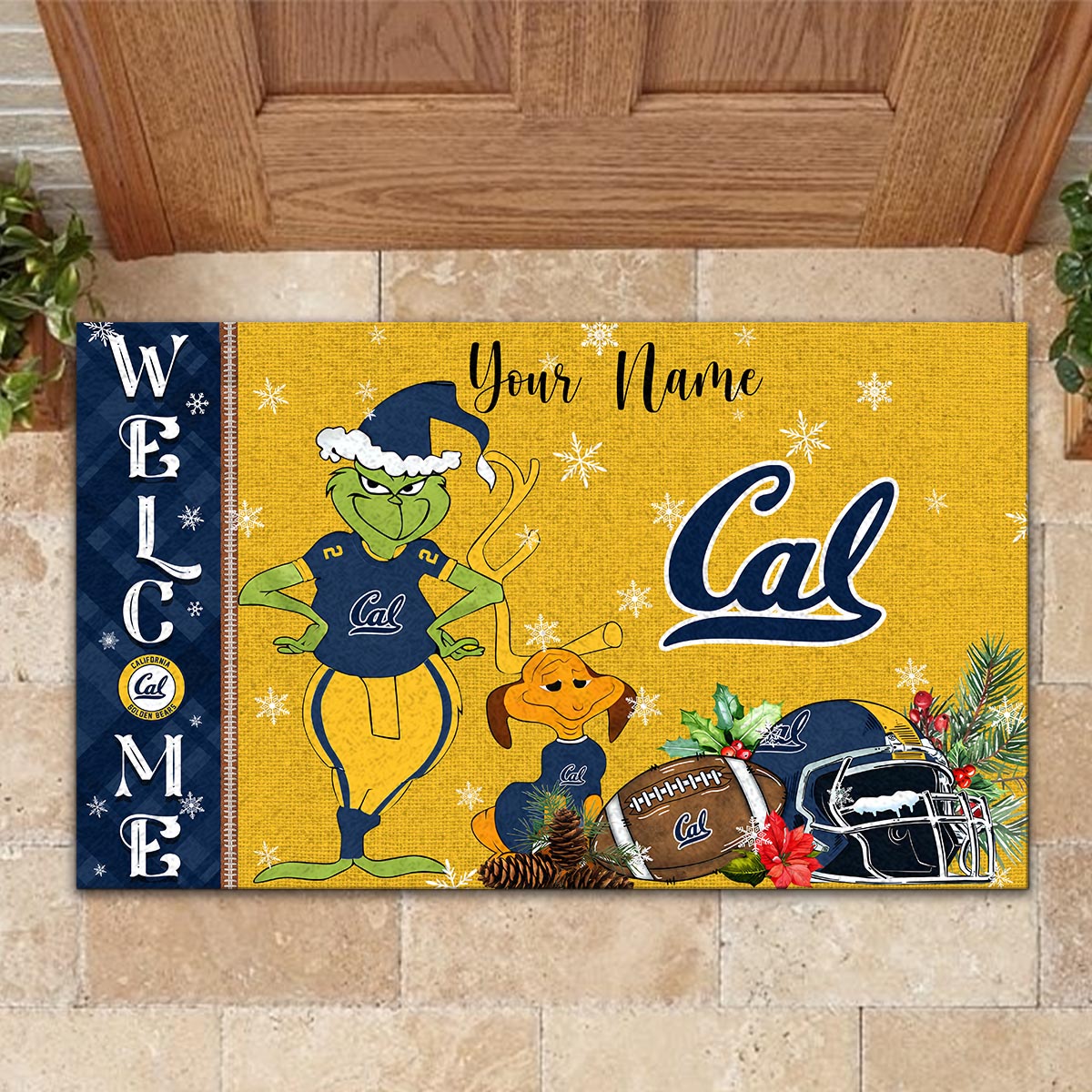 California Golden Bears Grinch Christmas Welcome Football Doormat