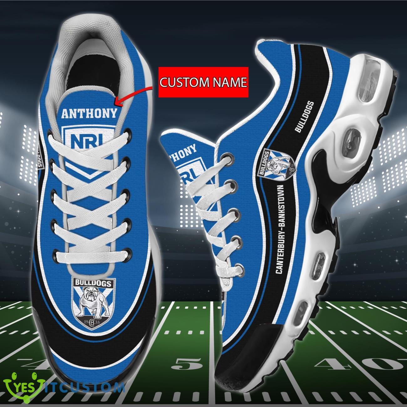 Canterbury-Bankstown Bulldogs Personalized Name Air Cushion Sports Shoes Sneaker KLTNS220217