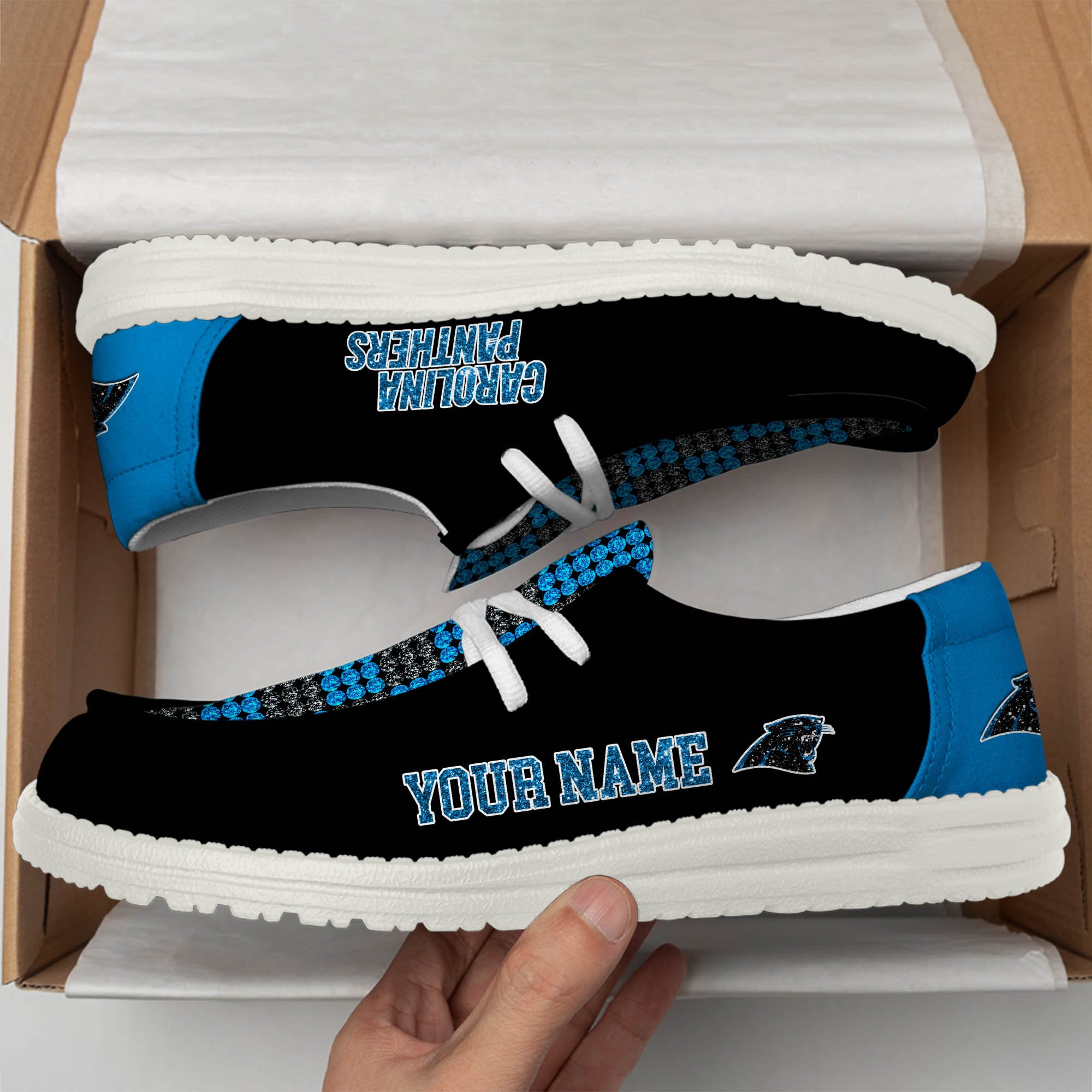 Carolina Panthers 32 Teams HeyDude Canvas Loafer Shoes Personalized Your Name
