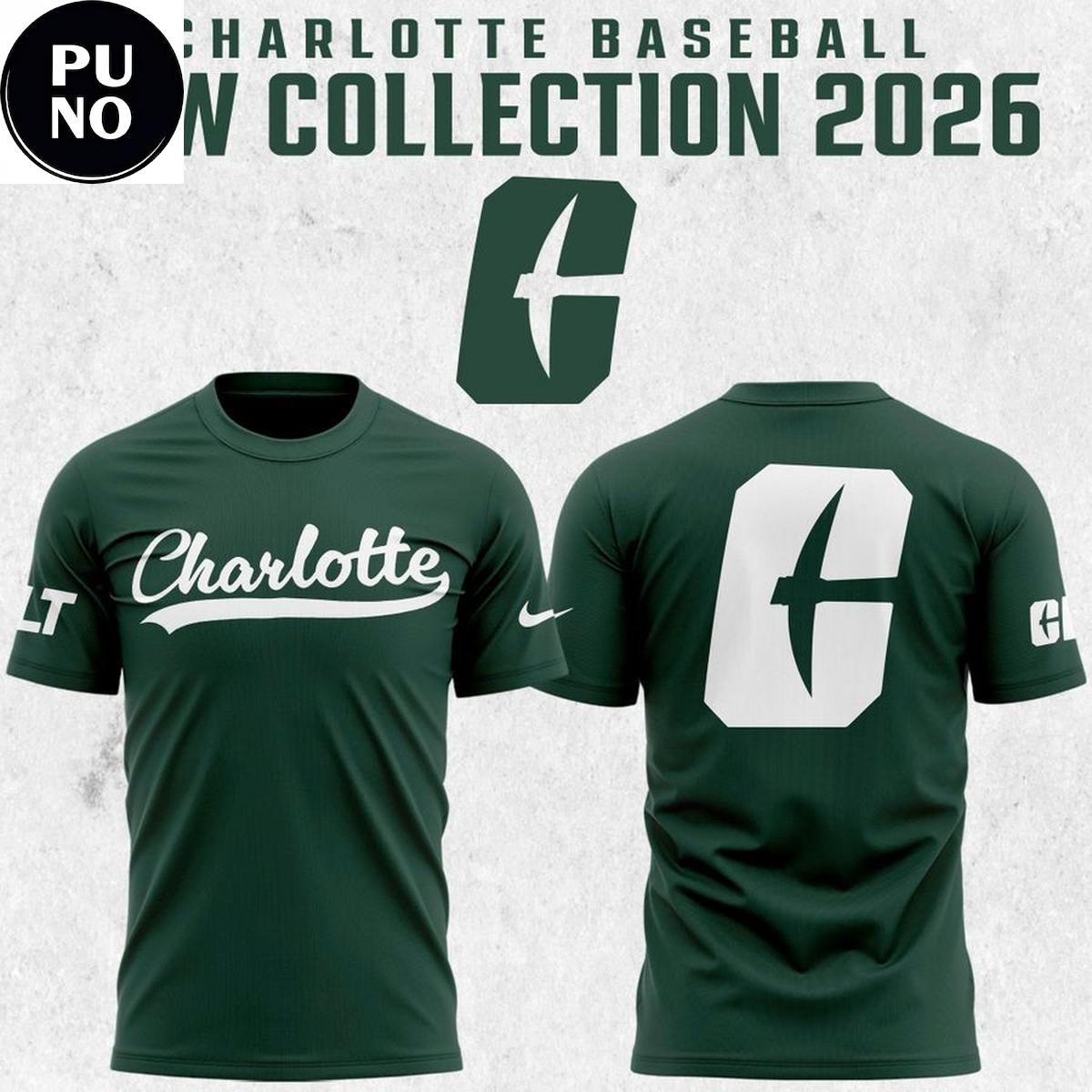 Charlotte 49ers Baseball New Look 2026 Green Hoodie T-Shirt