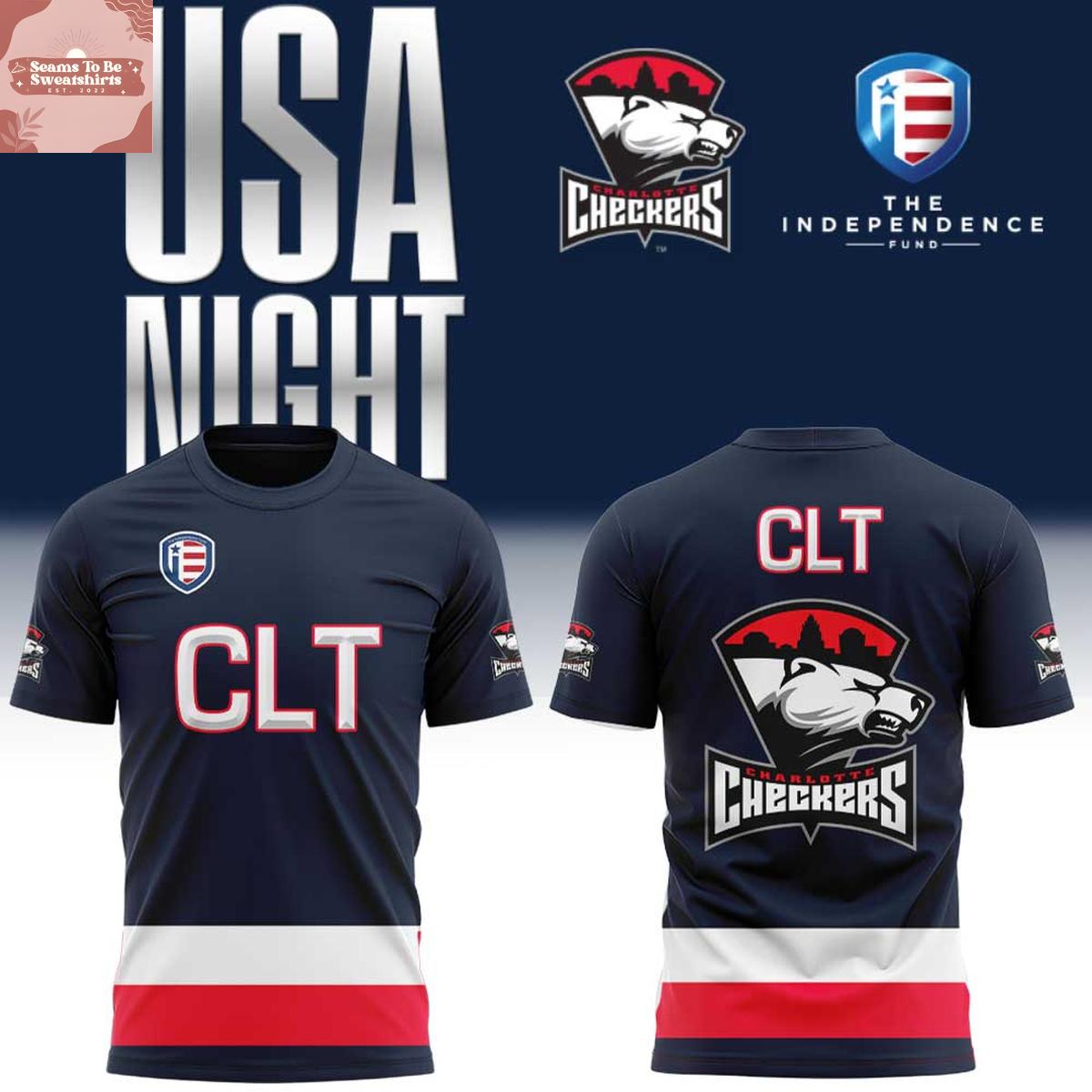 Charlotte Checkers USA Night 2026 Hoodie T-Shirt
