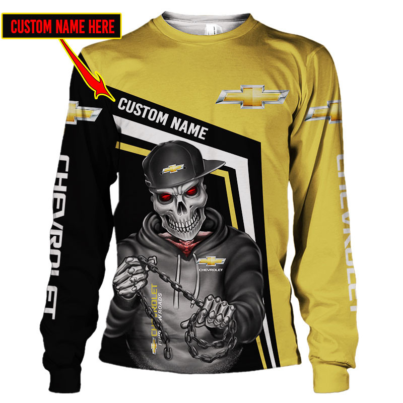 Chevrolet Skull Tshirt, sweatshirt, Polo, Hawaiian, Hoodie 3D Apparel Full Printing Custom Name