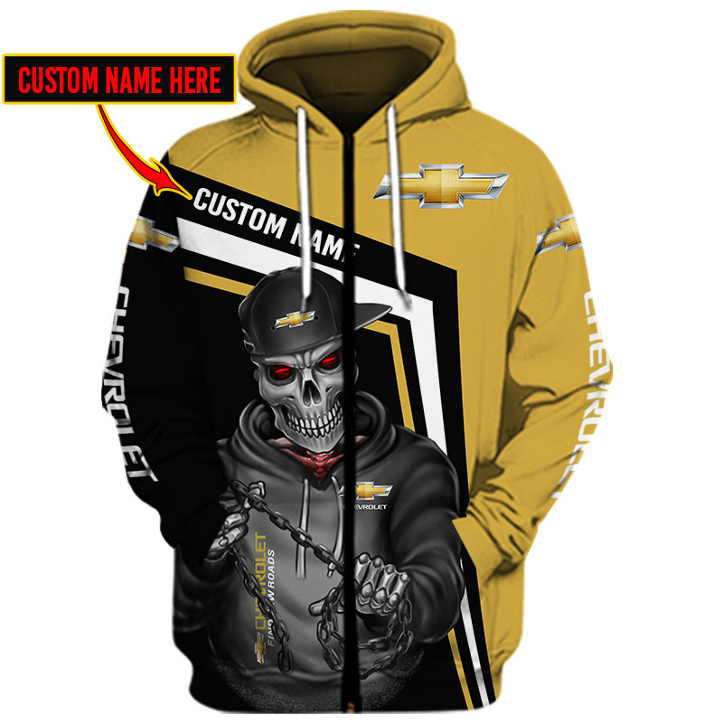Chevrolet Skull Tshirt, sweatshirt, Polo, Hawaiian, Hoodie 3D Apparel Full Printing Custom Name