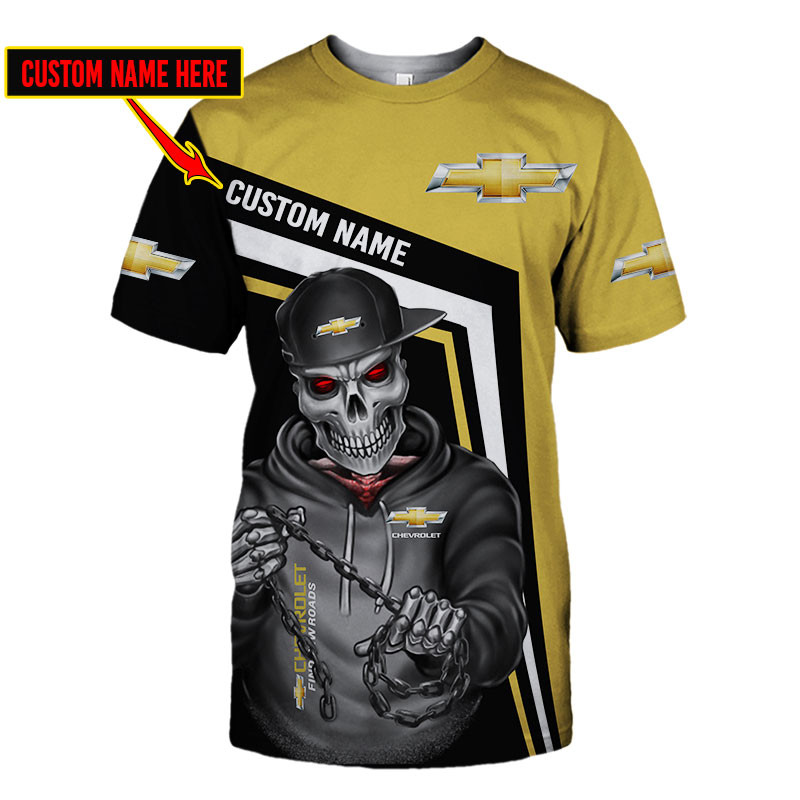 Chevrolet Skull Tshirt, sweatshirt, Polo, Hawaiian, Hoodie 3D Apparel Full Printing Custom Name