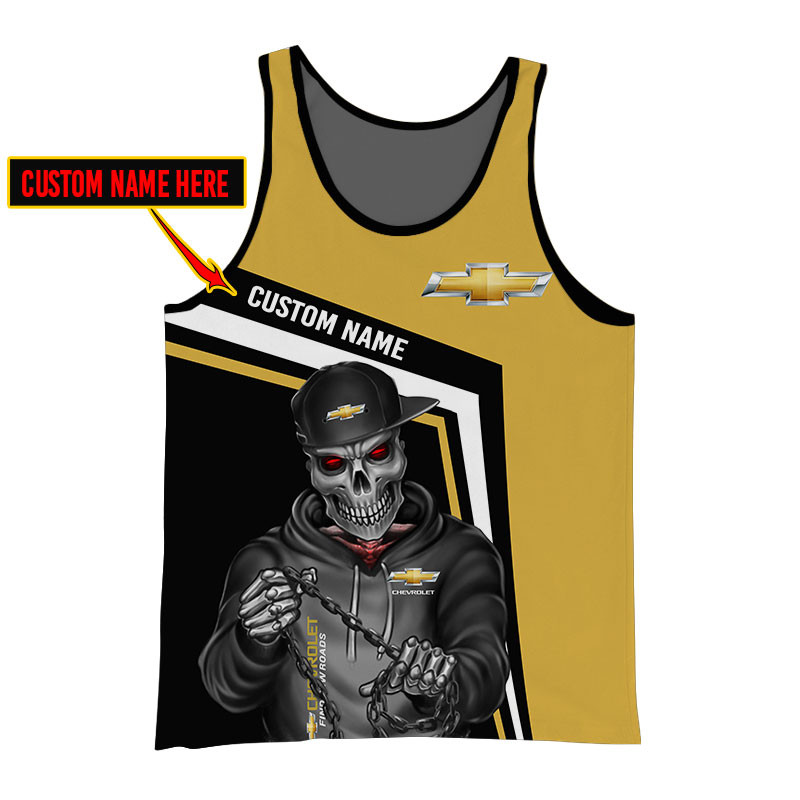 Chevrolet Skull Tshirt, sweatshirt, Polo, Hawaiian, Hoodie 3D Apparel Full Printing Custom Name