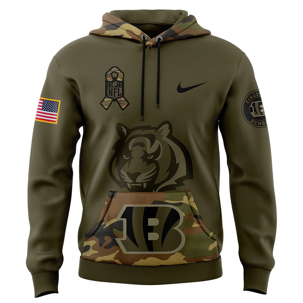 Cincinnati Bengals Camo Salute to Service Club Fleece Pullover Hoodie