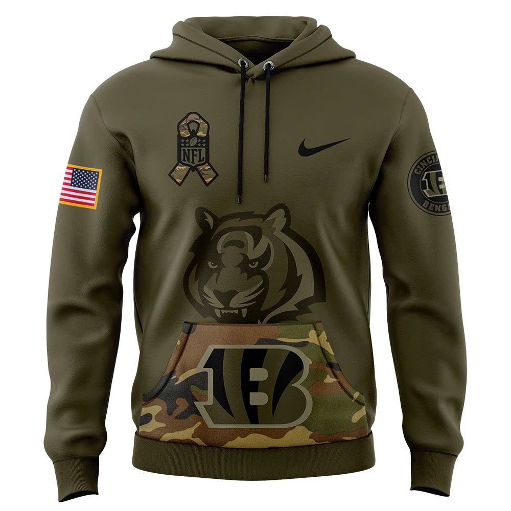 Cincinnati Bengals Camo Salute to Service Club Fleece Pullover Hoodie