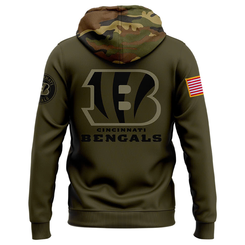 Cincinnati Bengals Camo Salute to Service Club Fleece Pullover Zip Hoodie V2