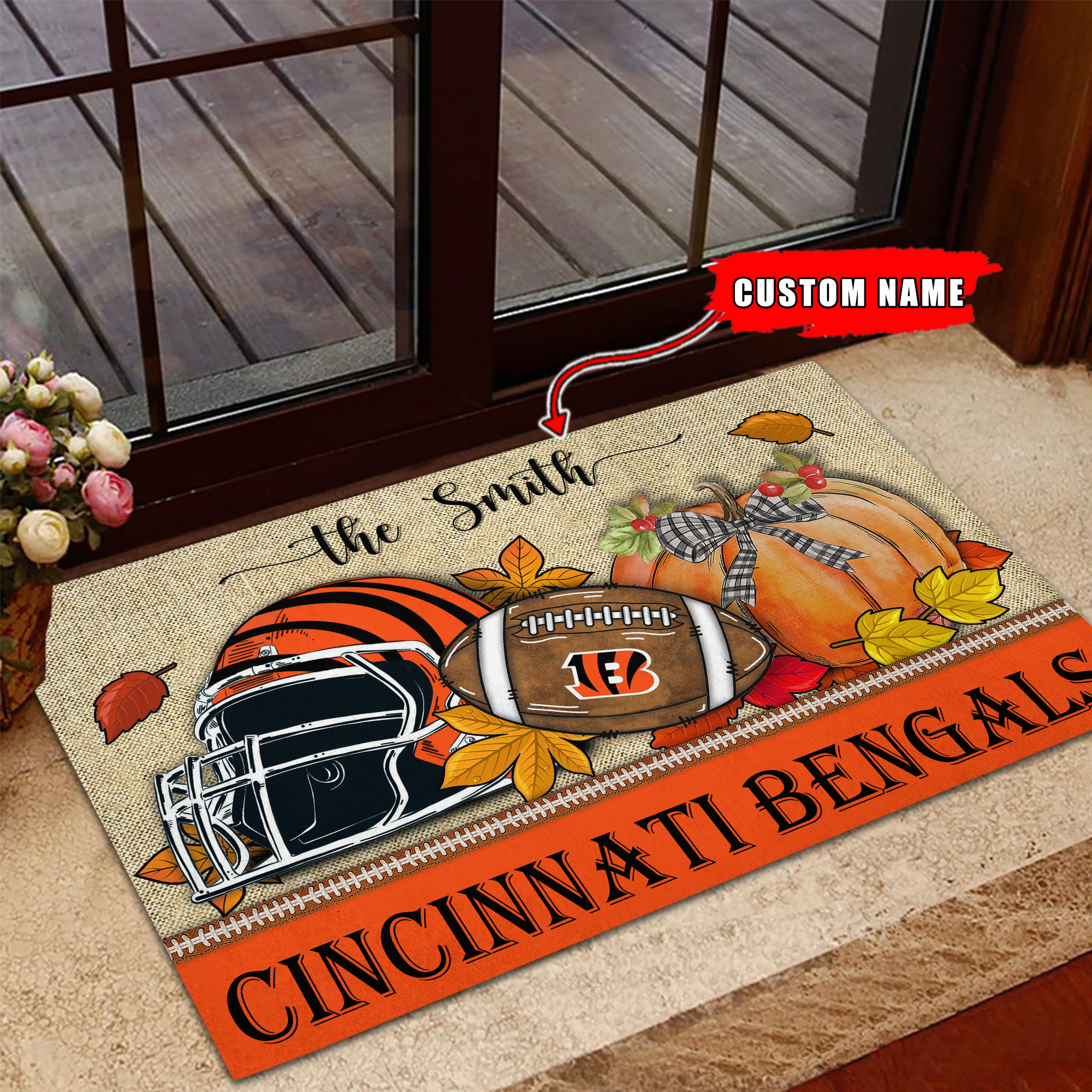 Cincinnati Bengals Fall Football Doormat
