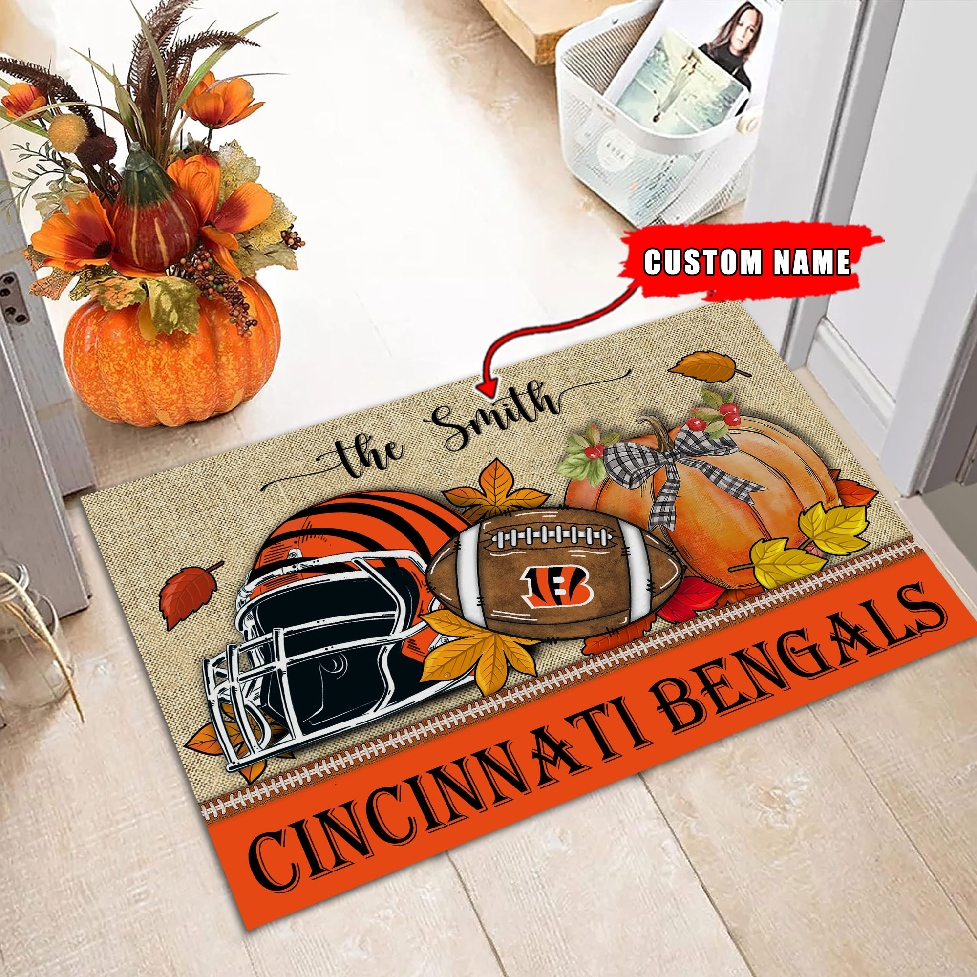 Cincinnati Bengals Fall Football Doormat