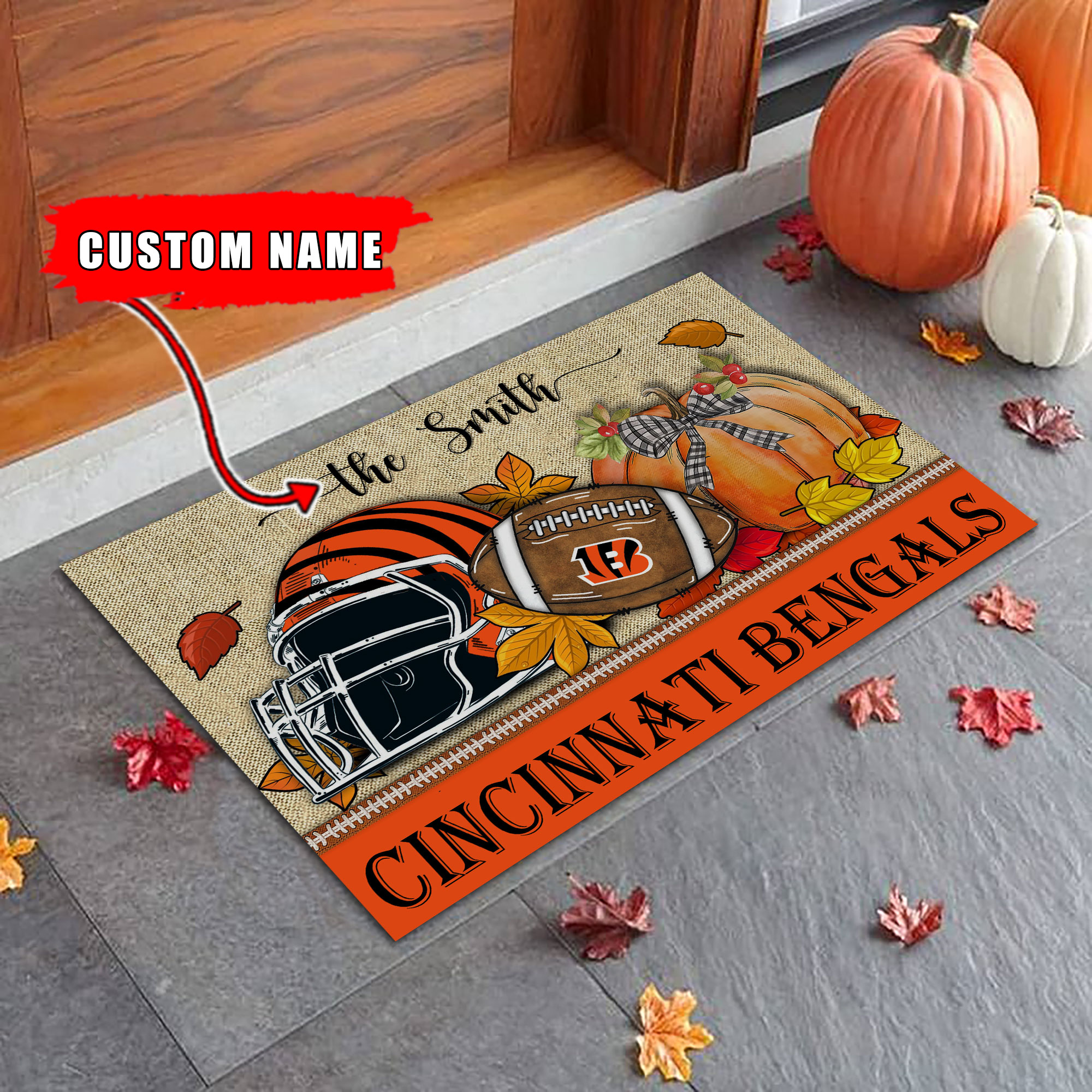 Cincinnati Bengals Fall Football Doormat