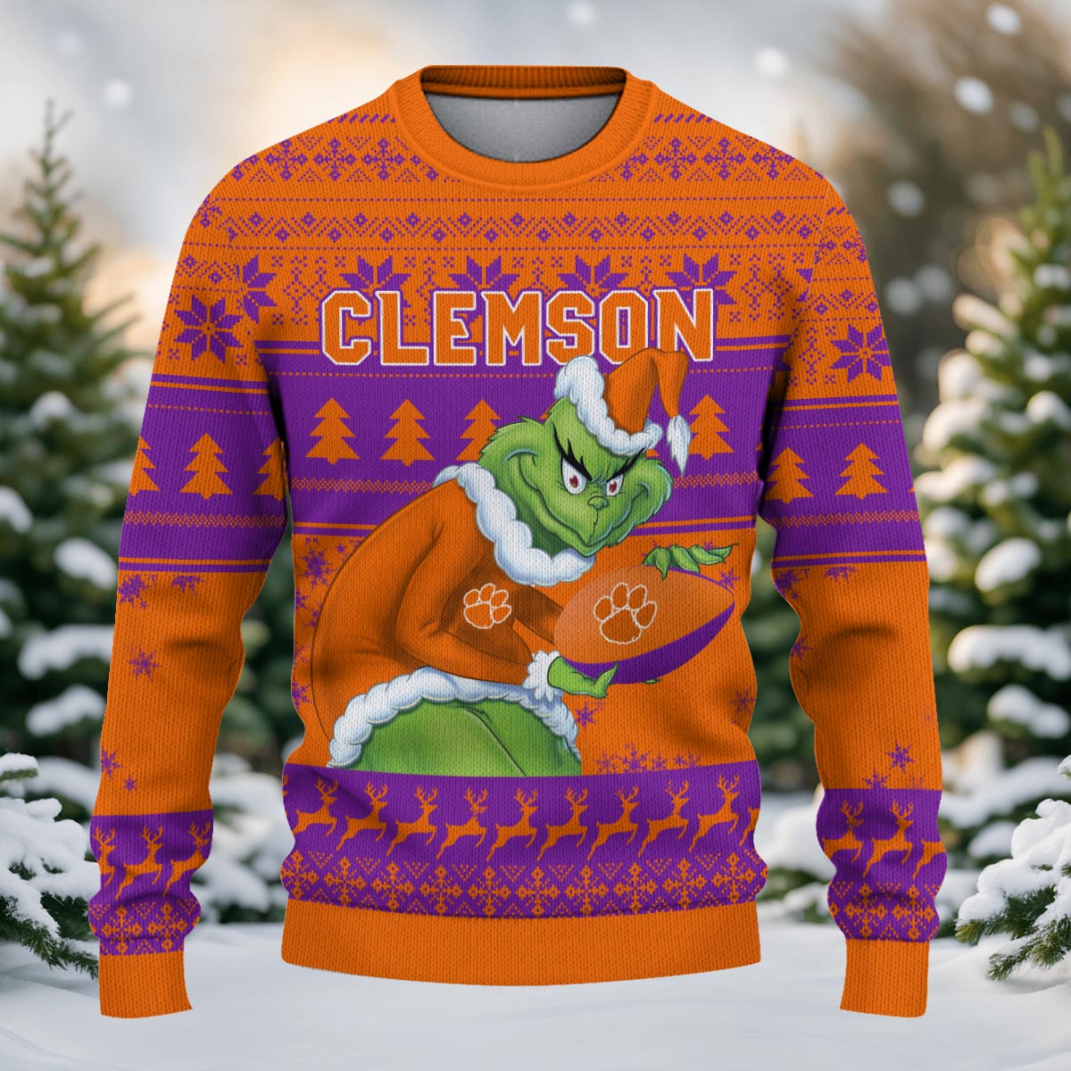 Clemson Tigers Grinch Ugly Christmas Sweater