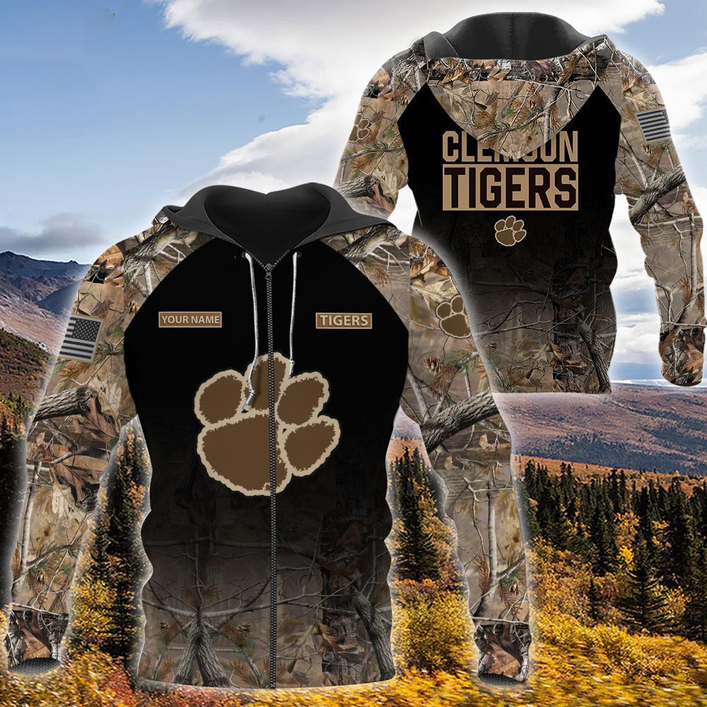 Clemson Tigers Personalized Hunting Camo Hoodie,T-Shirt, Sweatshirt, Zipper