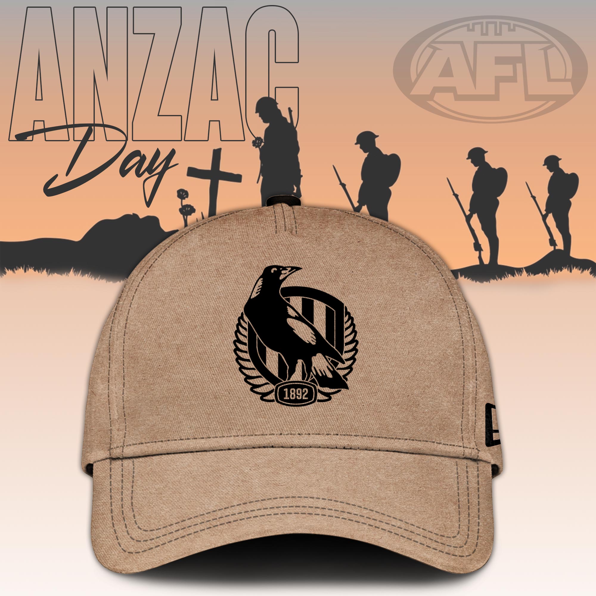 Collingwood Magpies AFL Anzac Day Hoodie