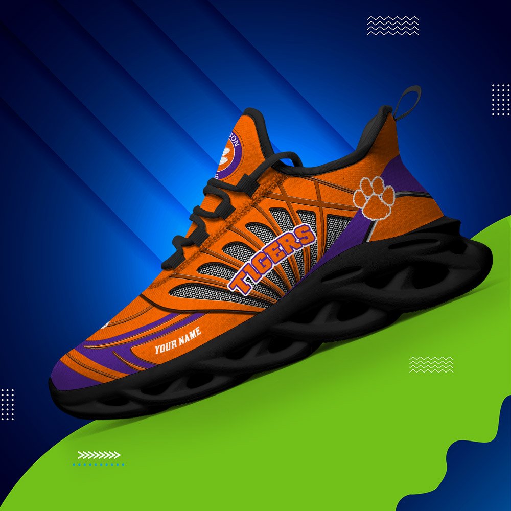 Custom Name 05 Clemson Tigers PERSONALIZED MAX SOUL SHOES DS001