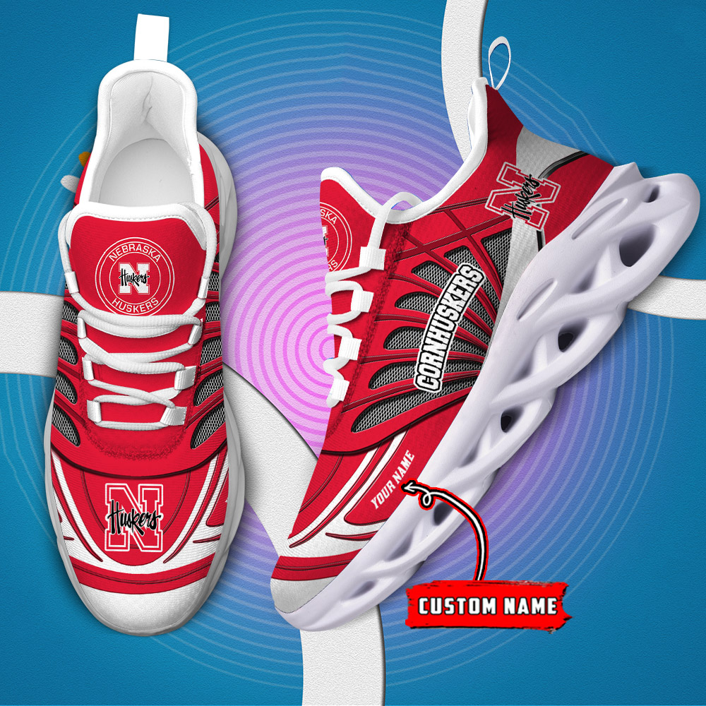 Custom Name 19 Nebraska Cornhuskers PERSONALIZED MAX SOUL SHOES DS001