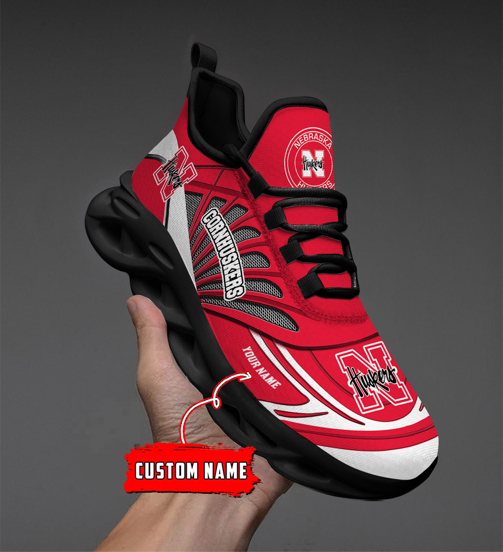 Custom Name 19 Nebraska Cornhuskers PERSONALIZED MAX SOUL SHOES DS001
