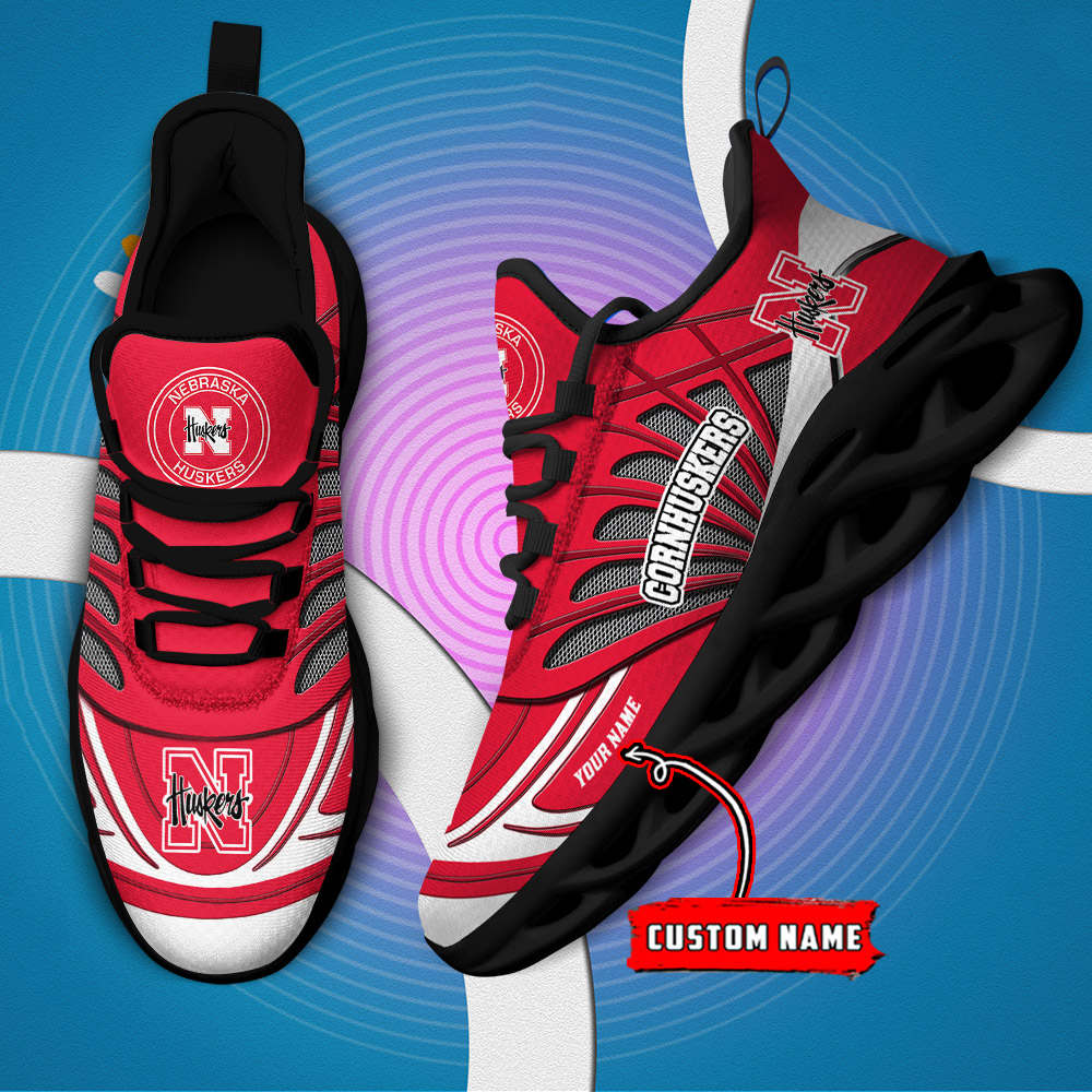 Custom Name 19 Nebraska Cornhuskers PERSONALIZED MAX SOUL SHOES DS001