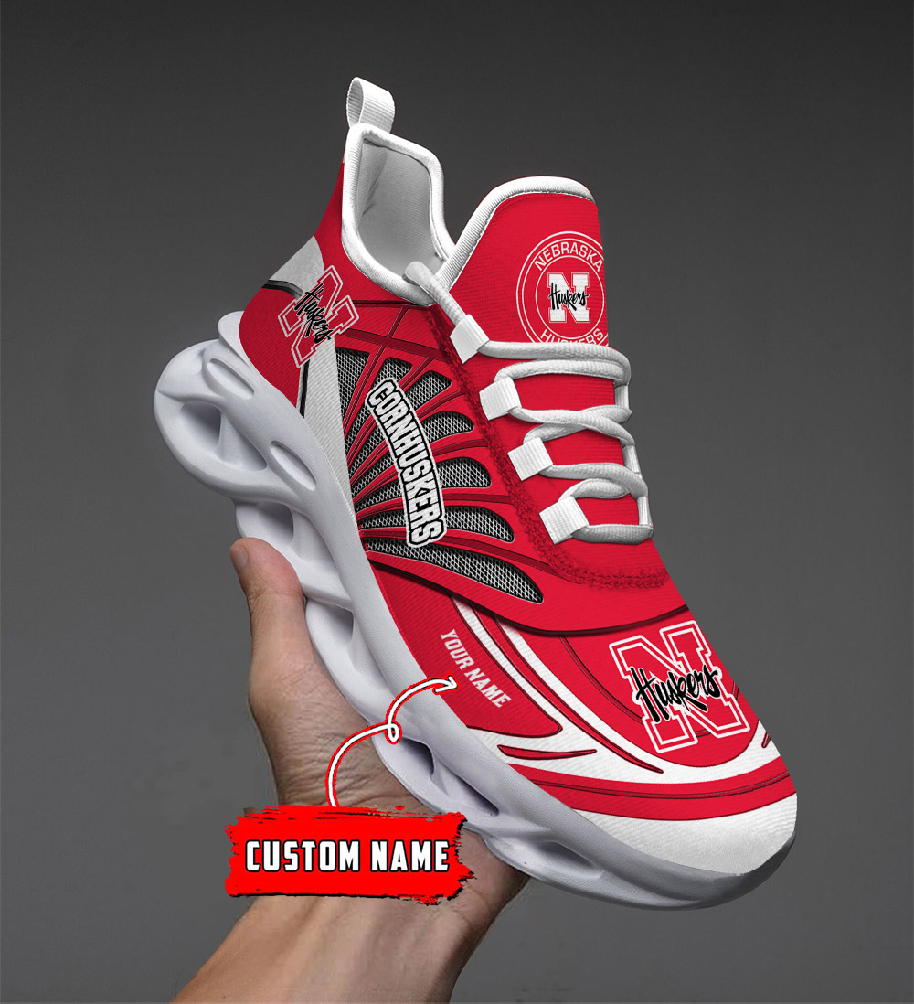 Custom Name 19 Nebraska Cornhuskers PERSONALIZED MAX SOUL SHOES DS001