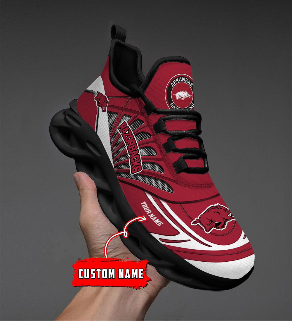 Custom Name 22 Arkansas Razorbacks PERSONALIZED MAX SOUL SHOES DS001