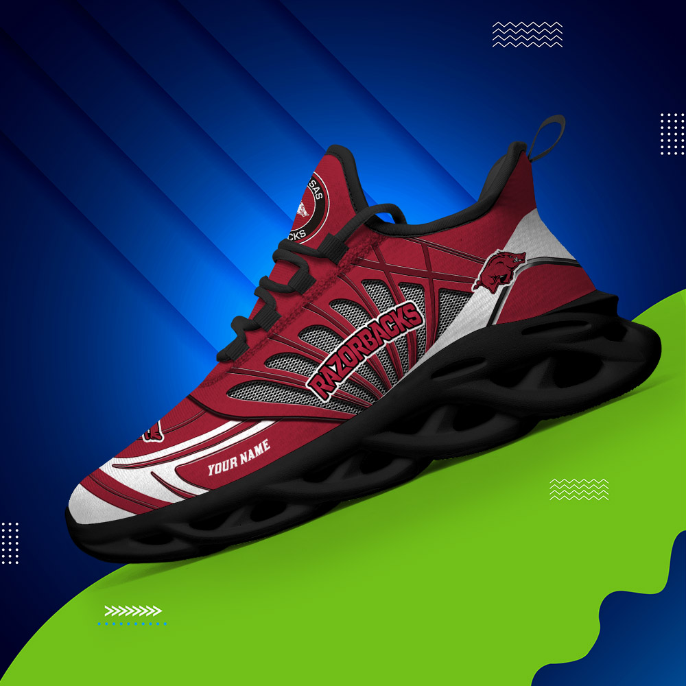 Custom Name 22 Arkansas Razorbacks PERSONALIZED MAX SOUL SHOES DS001
