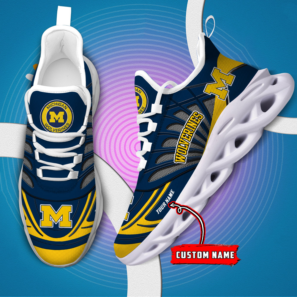 Custom Name 29 Michigan Wolverines PERSONALIZED MAX SOUL SHOES DS001