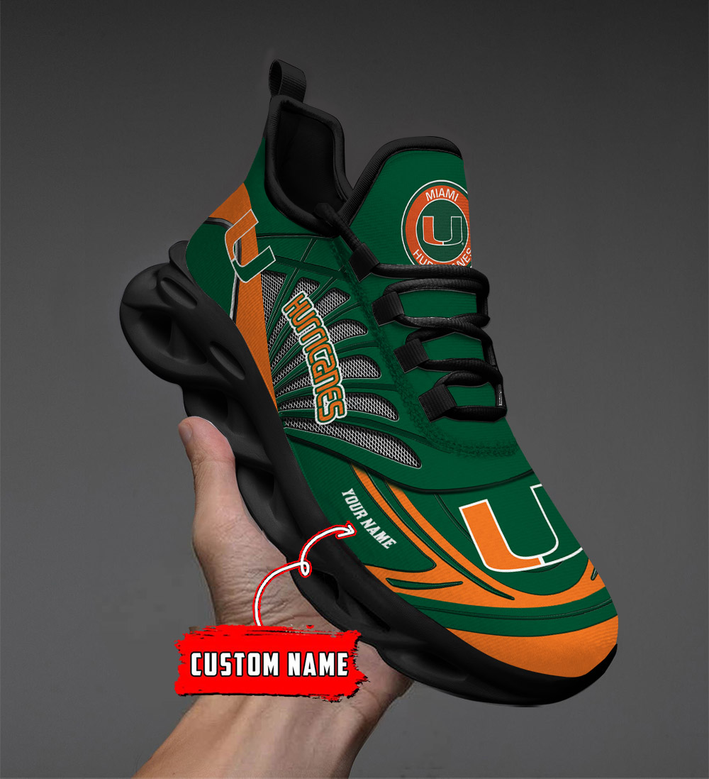 Custom Name 36 Miami Hurricanes PERSONALIZED MAX SOUL SHOES DS001