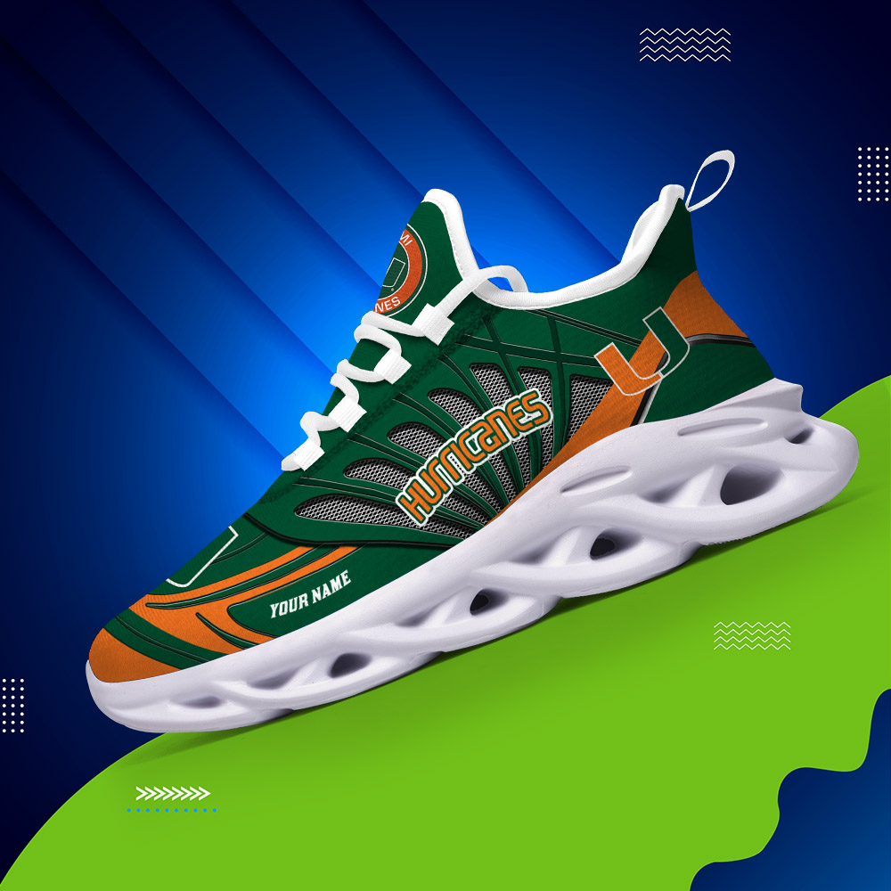 Custom Name 36 Miami Hurricanes PERSONALIZED MAX SOUL SHOES DS001