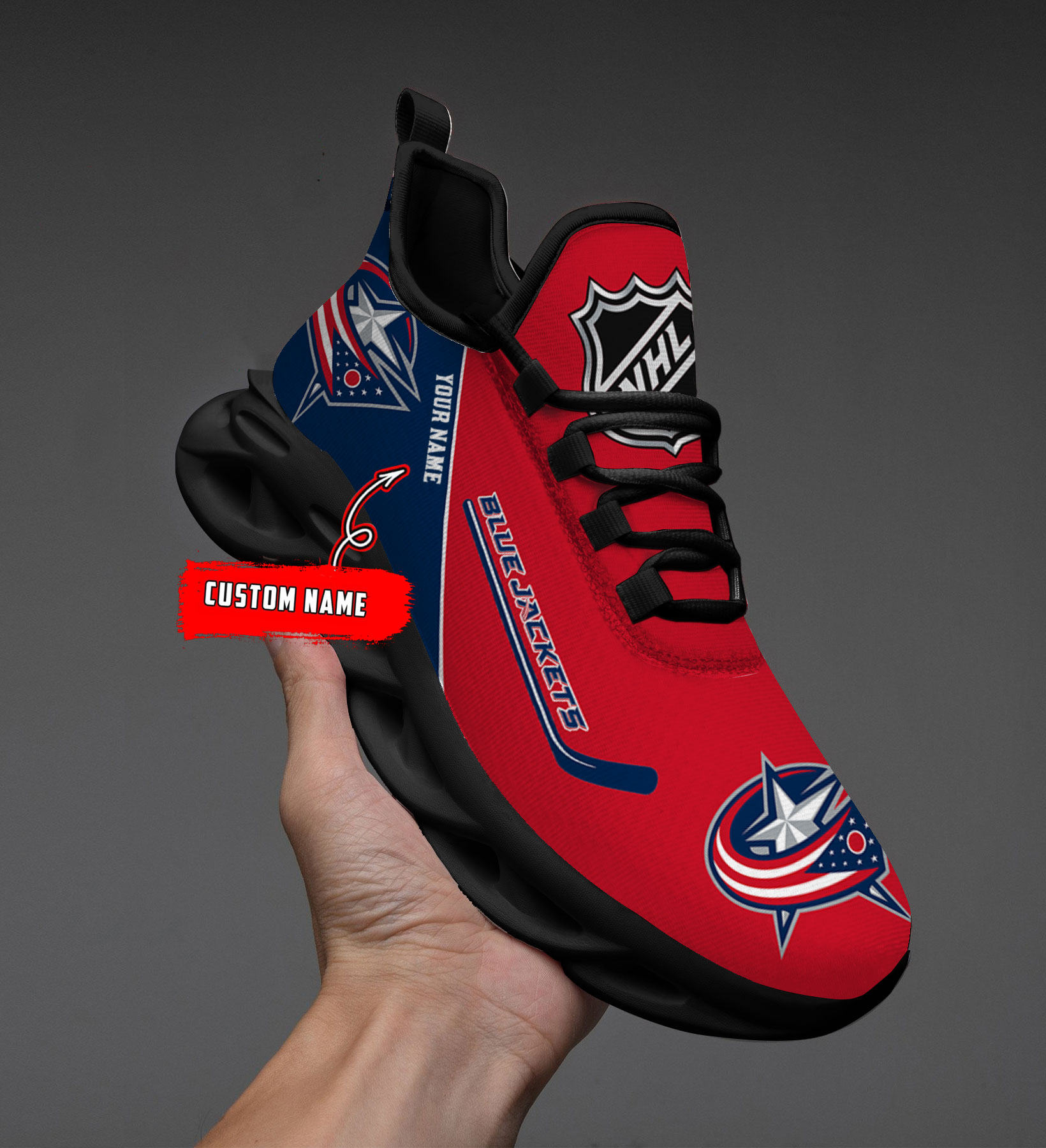 Custom Name Columbus Blue Jackets PERSONALIZED MAX SOUL SHOES DS006 NEW 2022 M1