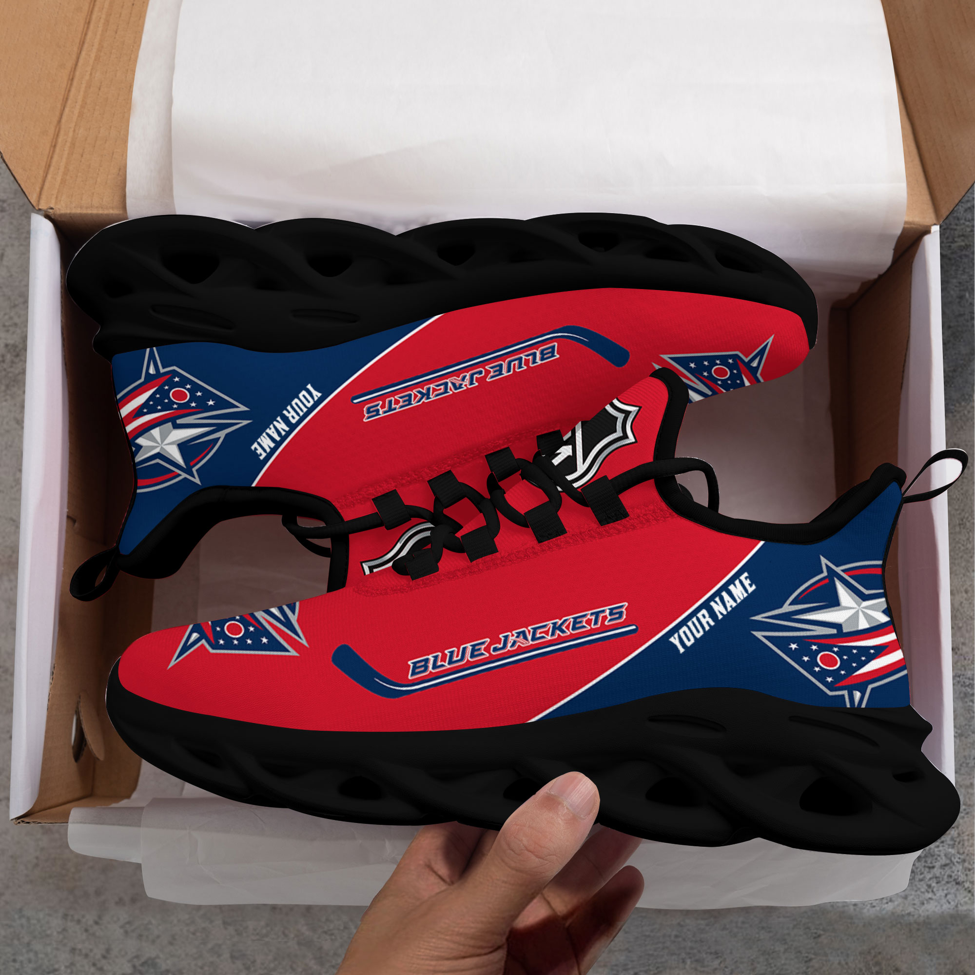 Custom Name Columbus Blue Jackets PERSONALIZED MAX SOUL SHOES DS006 NEW 2022 M1